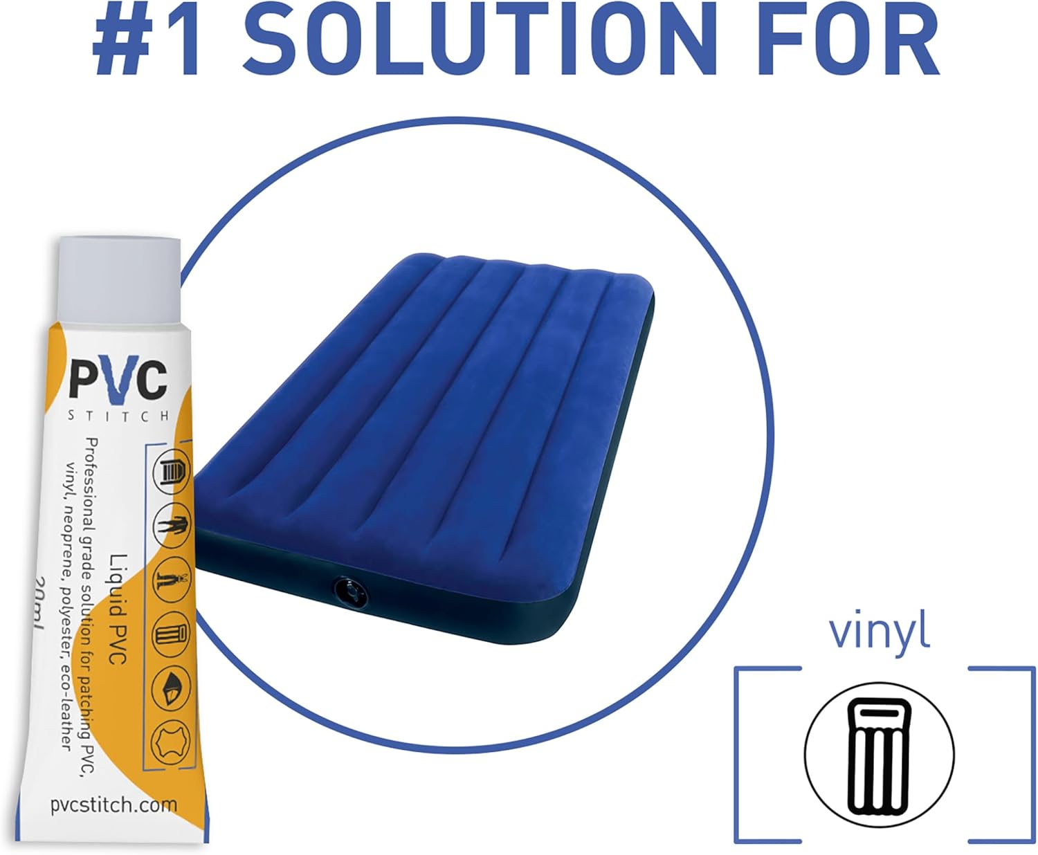 PVC Stitch Liquid Patch – Air Mattress Patch Kit Heavy Duty, Inflatable Patch Glue for PVC & PU, Inflatable Boats, Rafts, Kayaks, SUP, Hot Tubs, Waterbeds, Bounce Houses. Waterproof, 3-hr Cure, 20 ml - Image 7