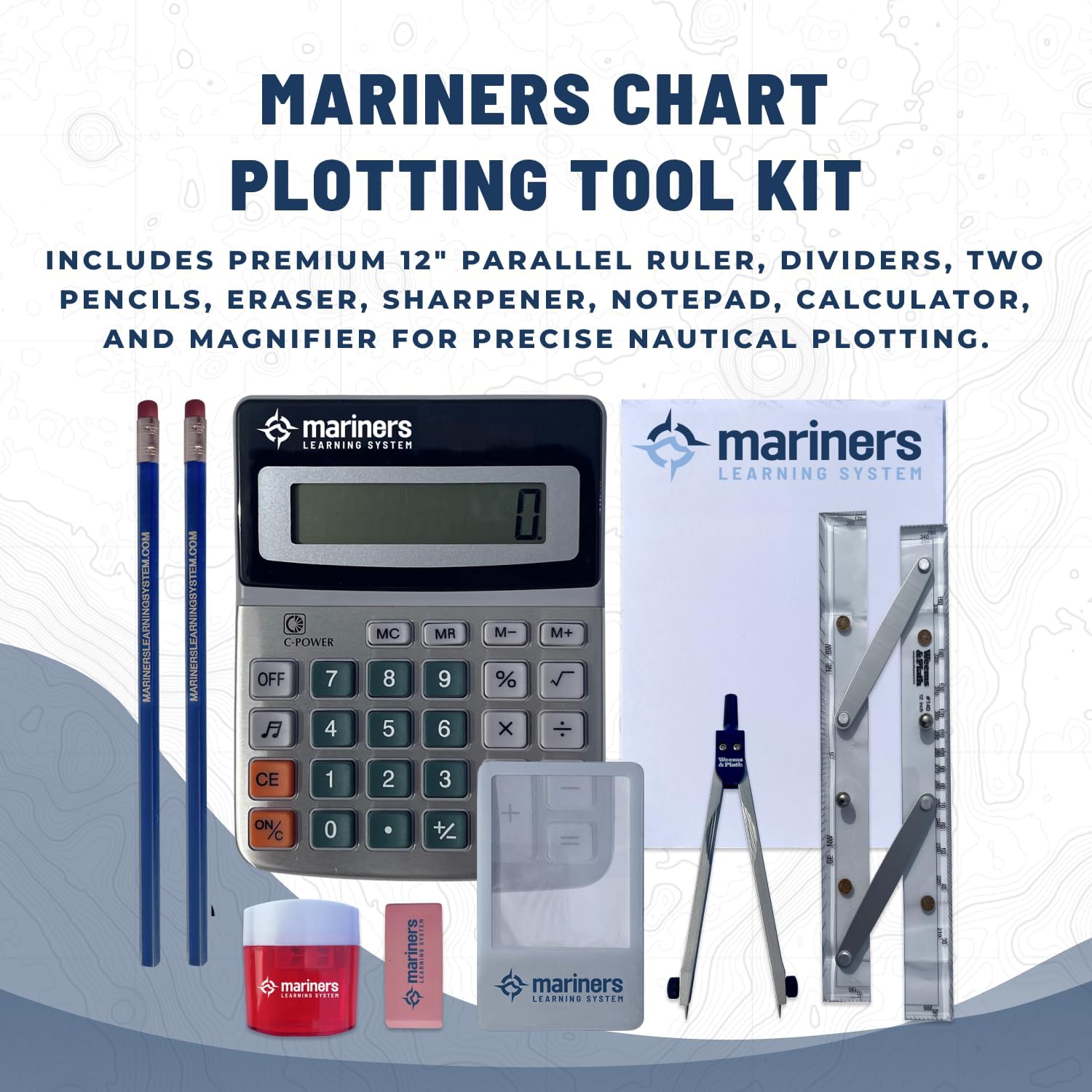 Mariners Chart Plotting Tool Kit - Marine Navigation Equipment, Weems and Plath Parallel Rulers, Dividers & Accessories for Nautical Charts, Sailing and Boating Exam Preparation - Image 2