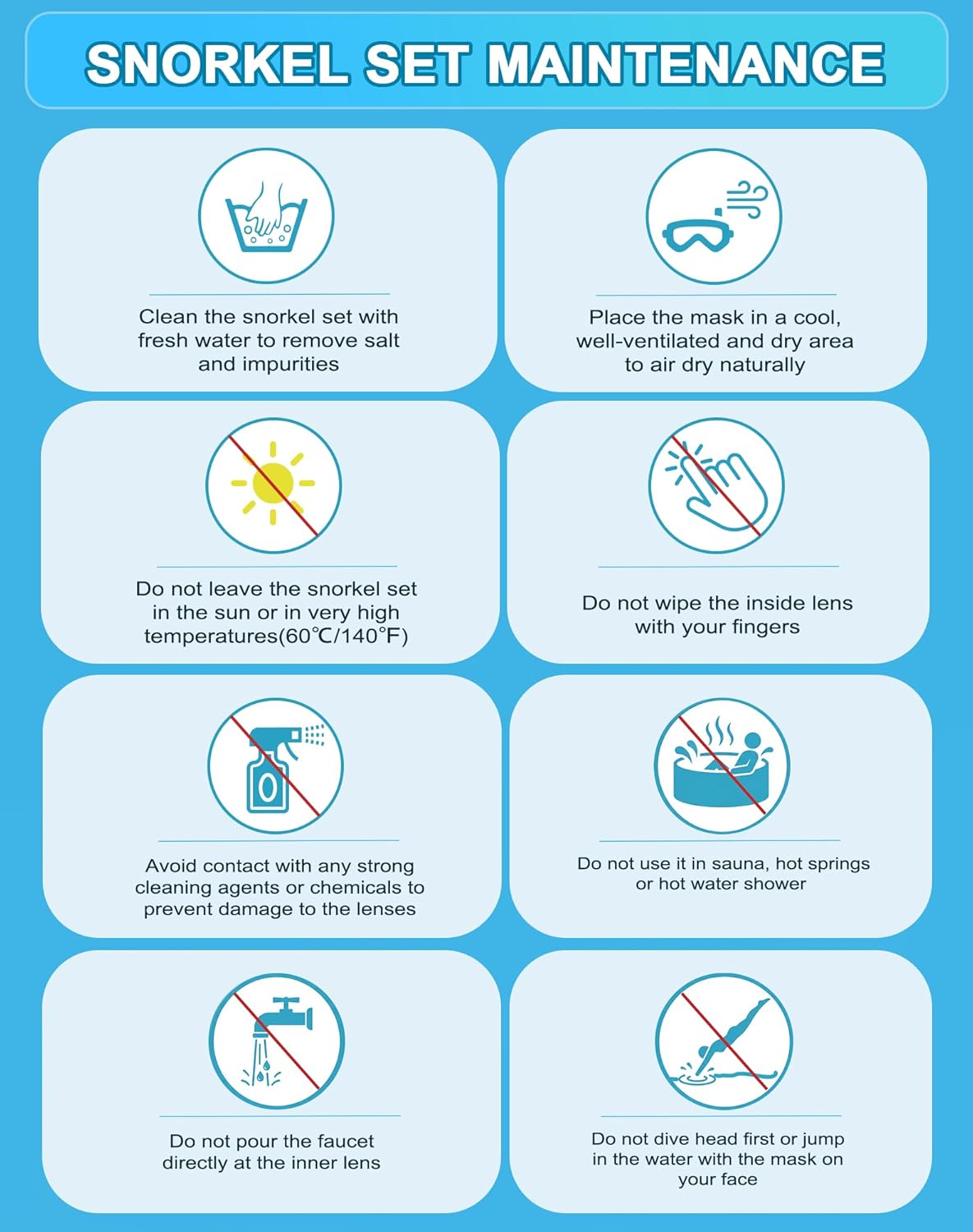 Greatever Dry Snorkel Set,Panoramic Wide View Anti-Fog Scuba Diving Mask,Professional Snorkeling Gear for Adults Kids - Image 8