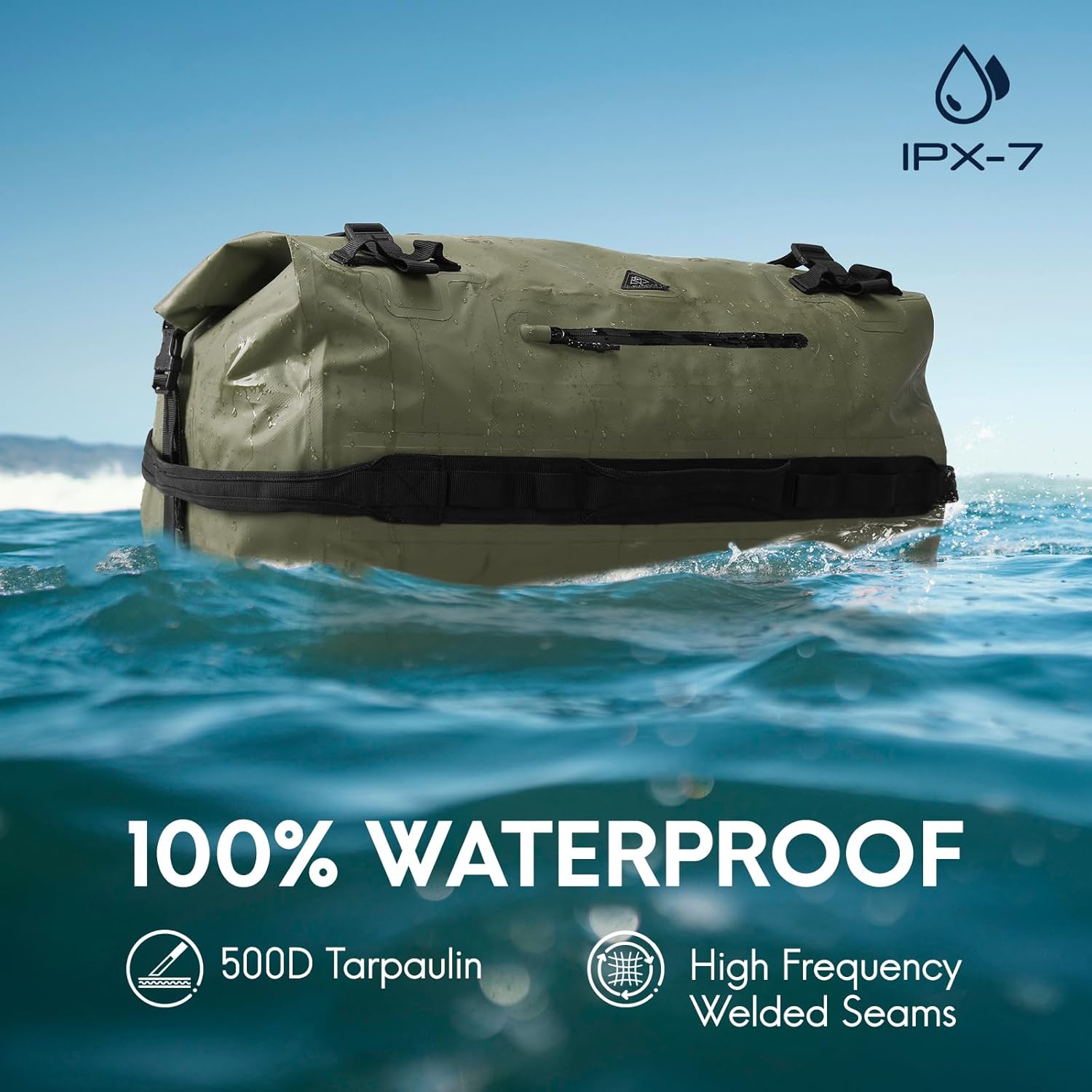 Haimont Large Waterproof Duffel Backpack Roll-Top Heavy Duty Dry Duffle Bag for Boating, Travel, Motorcycle, Kayaking, Camping, 60L - Image 2