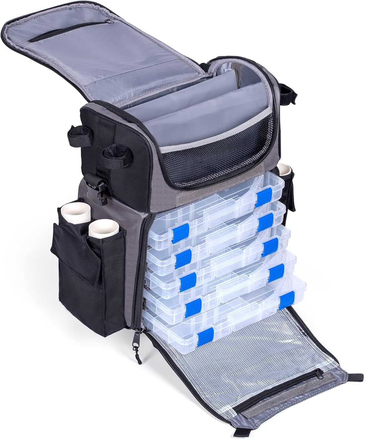 Calissa Offshore Rolling Fishing Tackle Box with Wheels, Waterproof Fishing Backpack with Rod Holders Storage Bag Roller - Image 2