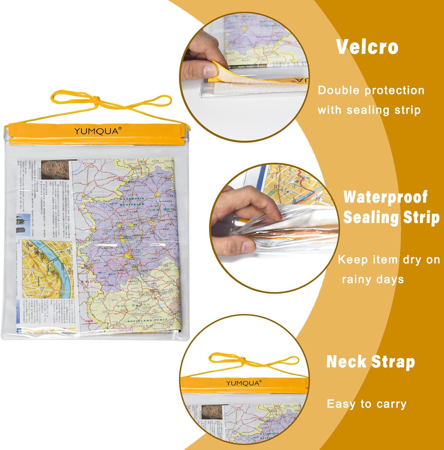 YUMQUA Waterproof Bags Large Size 3 Pack, Clear Watertight Pouch Holder for Document Map Camera Mobile Phone Car Key, fits Kayaking Boating Hiking Water Sports - Image 3