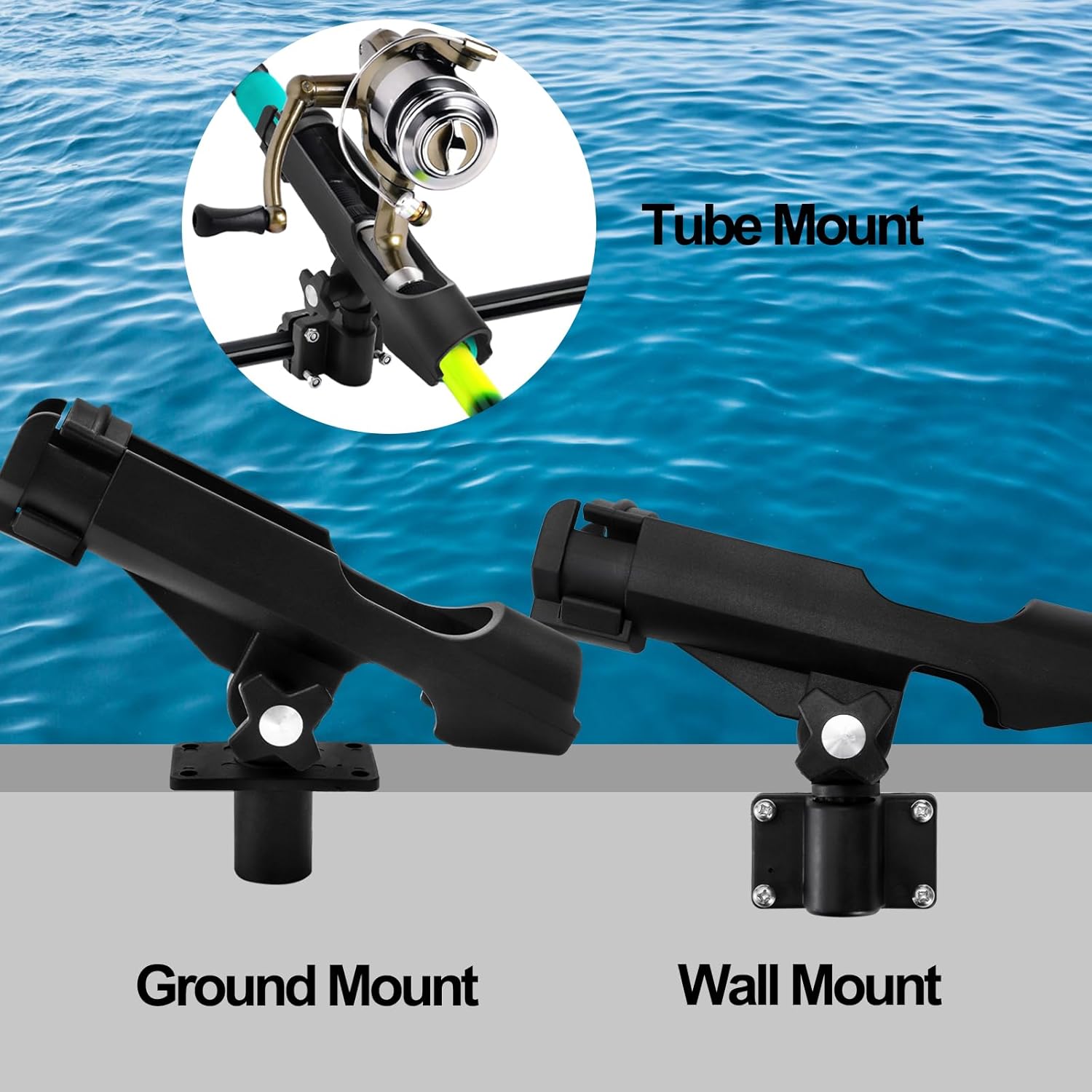 Bekith 2 Pack Fishing Rod Holder with Combo Mount, Adjustable Fishing Boat Rod Holder, Black Finish - Image 6
