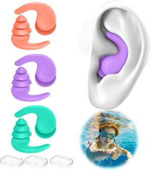 Kids Swimming Ear Plugs,3 Pairs Wat...