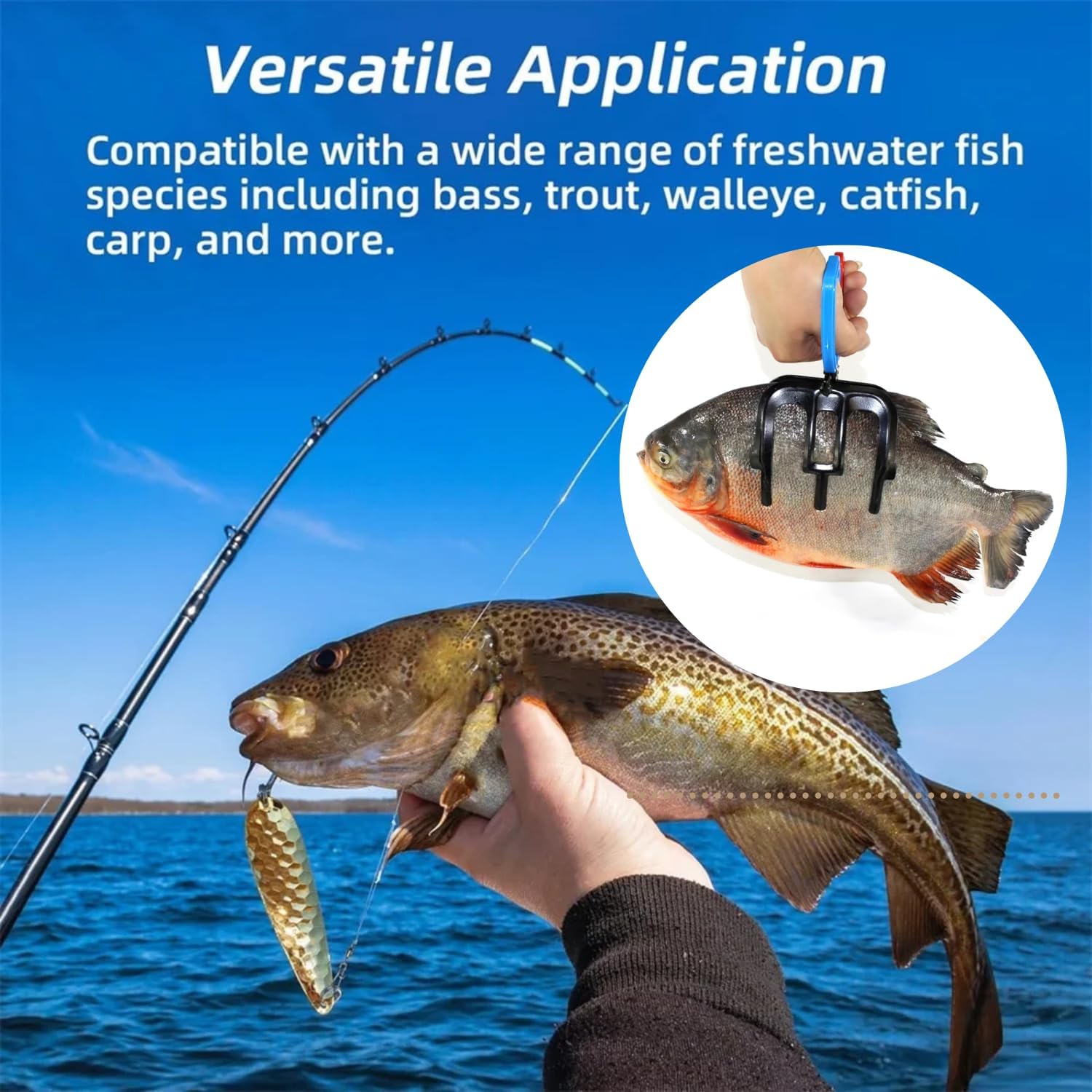 3 Claw Fish Gripper, Metal Fishing Pliers Gripper Catch Fish Control Clamp, Must Have Fishing Pliers Control Tool Fishing Accessories for Most Freshwater Fish Grip Tackle Holder - Image 6