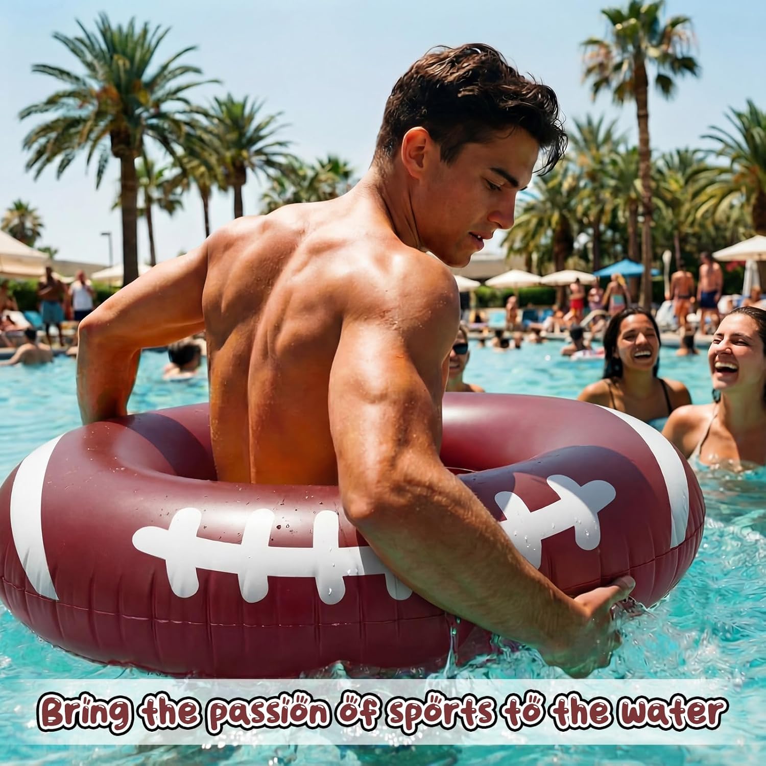 ShinyRelief 4 Pcs Baseball Soccer Basketball Football Sport Inflatable Pool Ring Float Adult Size Inflatable Floats Swimming Pool Tubes for Summer Lake Beach Sport Party - Image 5