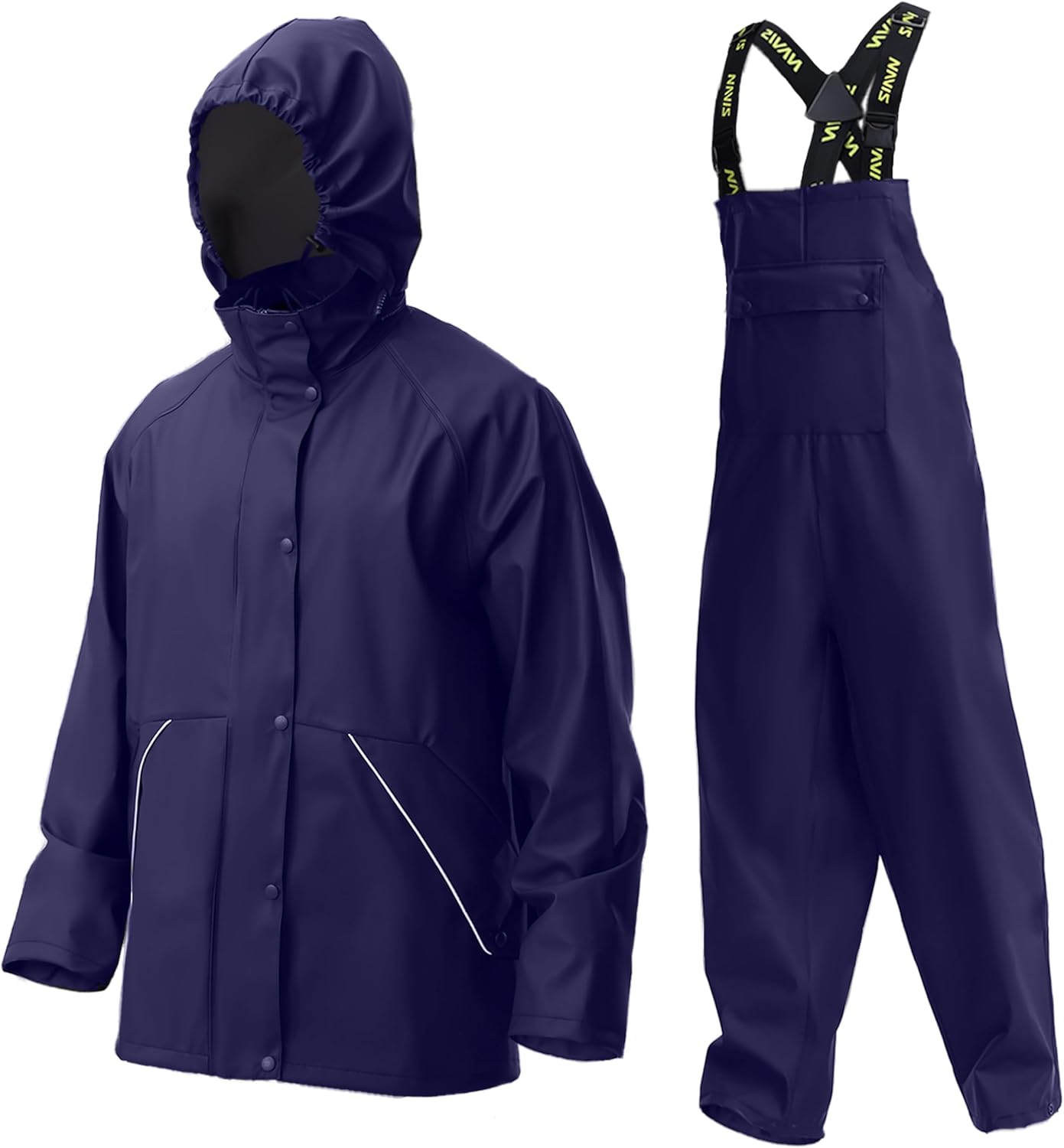 Men's PRO Workwear 3-Piece Waterproof Rain Suit - Heavy Duty Jacket & Bib Pants Set for Industrial Safety, Construction
