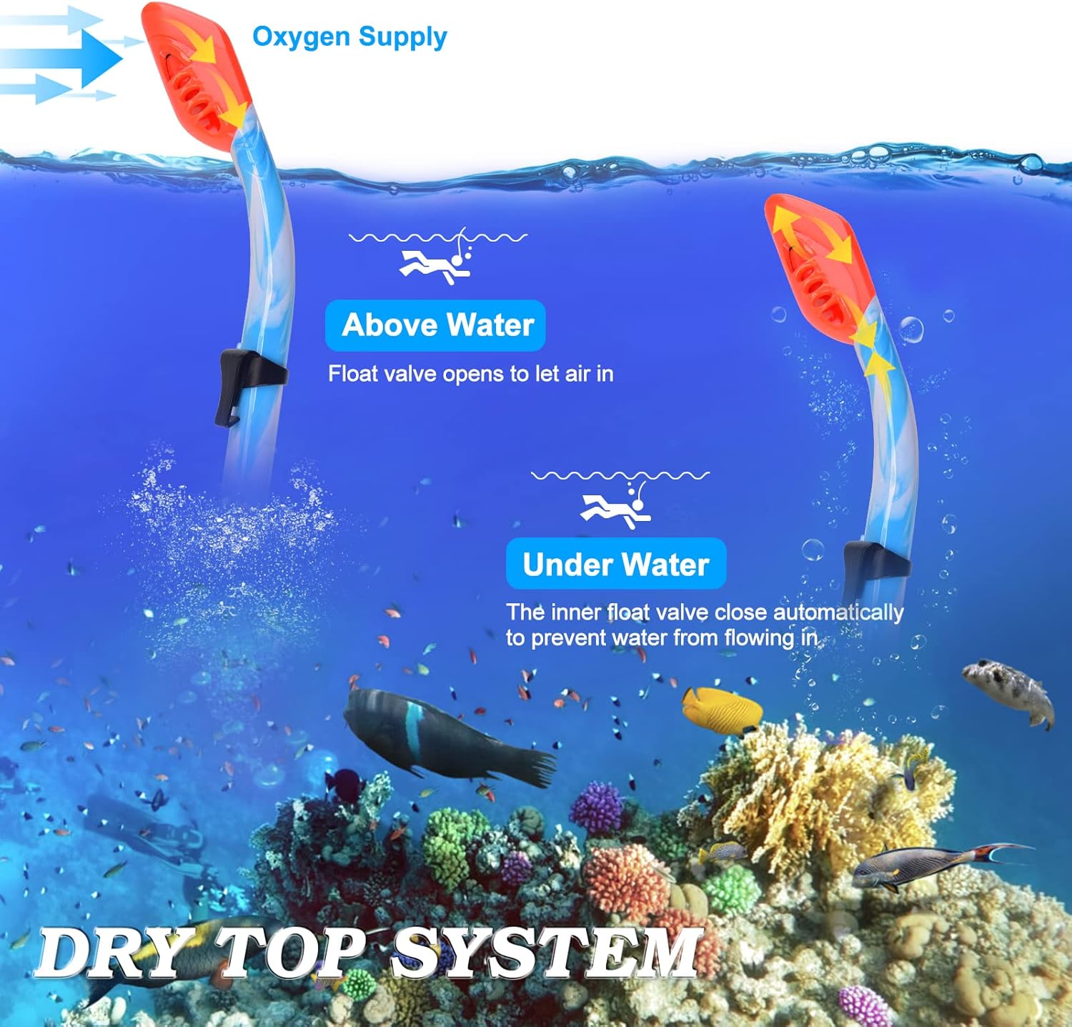 2 Sets Snorkeling Gear for Kids, Kids Snorkel Set for Ages 6-14, Dry Top Snorkel Mask Set for Youth Boys Girls Junior, Tempered Glass Diving Swimming Mask Goggles - Image 5