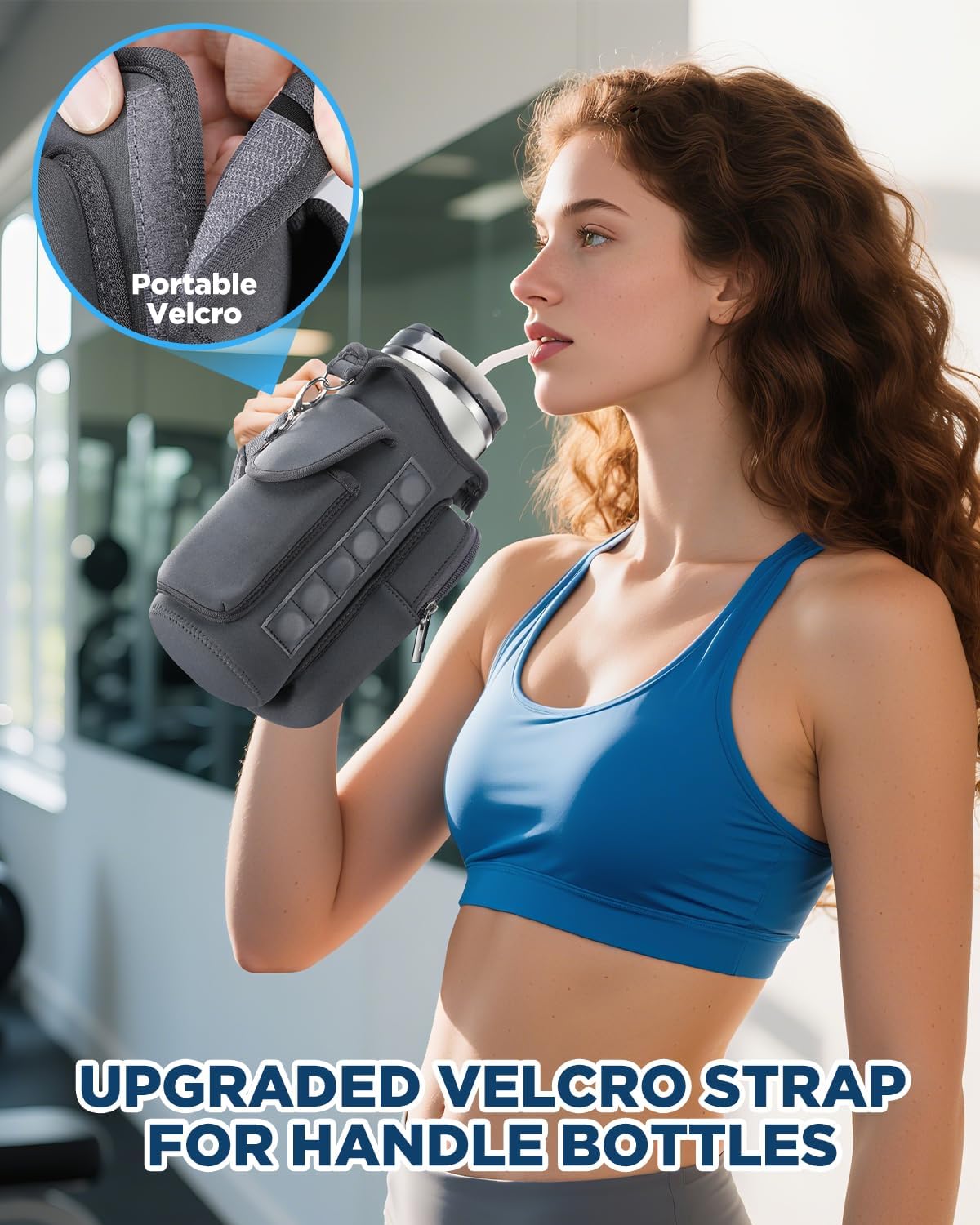 Magnetic Gym Bag Water Bottle Carrier Holder with Phone Pockets & Shoulder Strap for Men Women,Water Bottle Holder, Gym Pouch, Crossbody Bag for Travel, Sports, Work, Fitness - Dark Gray - Image 6