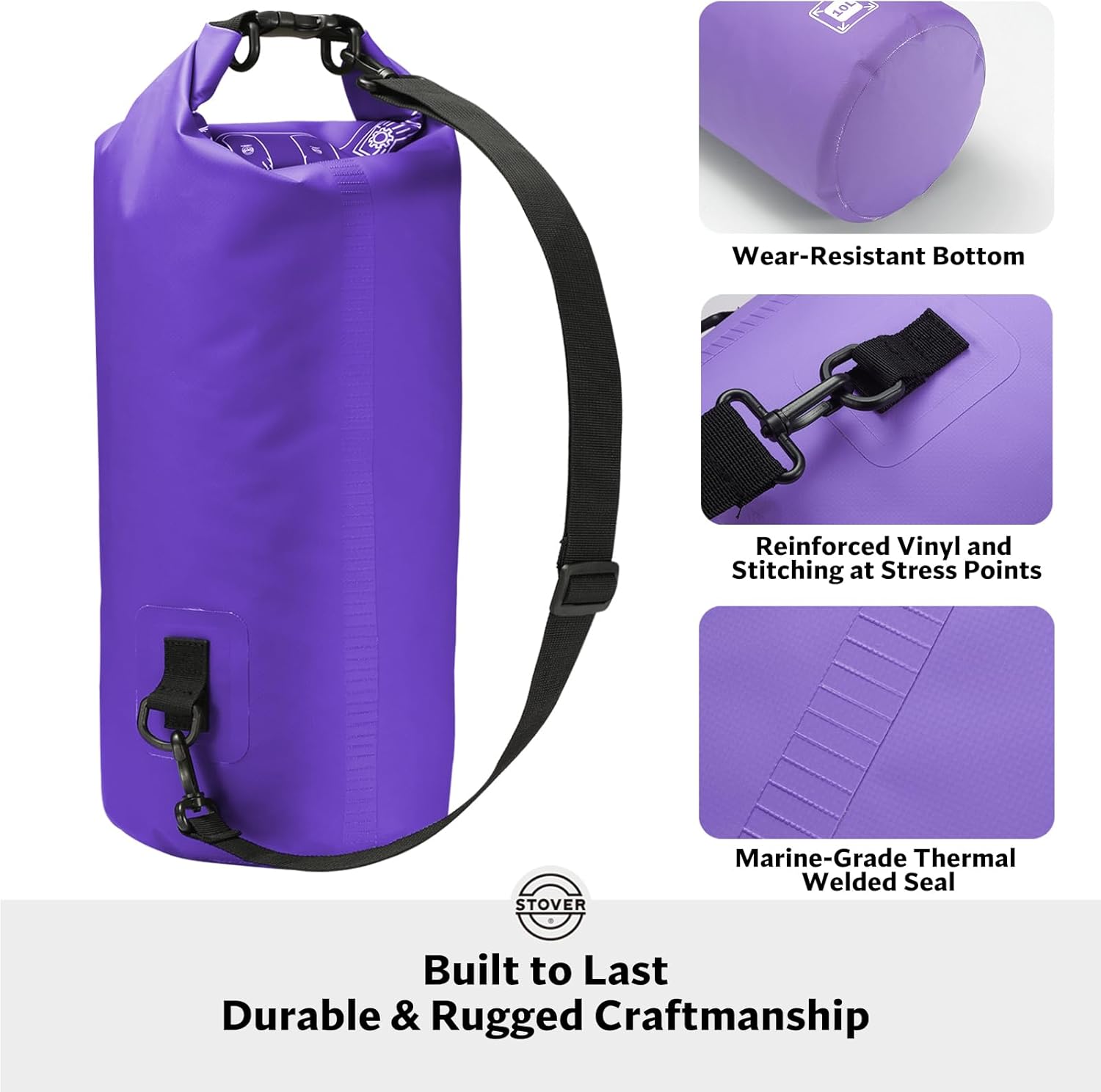 STOVER 5/10/25/30/40/55L Waterproof Dry Bag- Roll-Top Backpack w/Phone Case- Kayaking, Hiking, Camping, Boating- Men/Women - Image 3