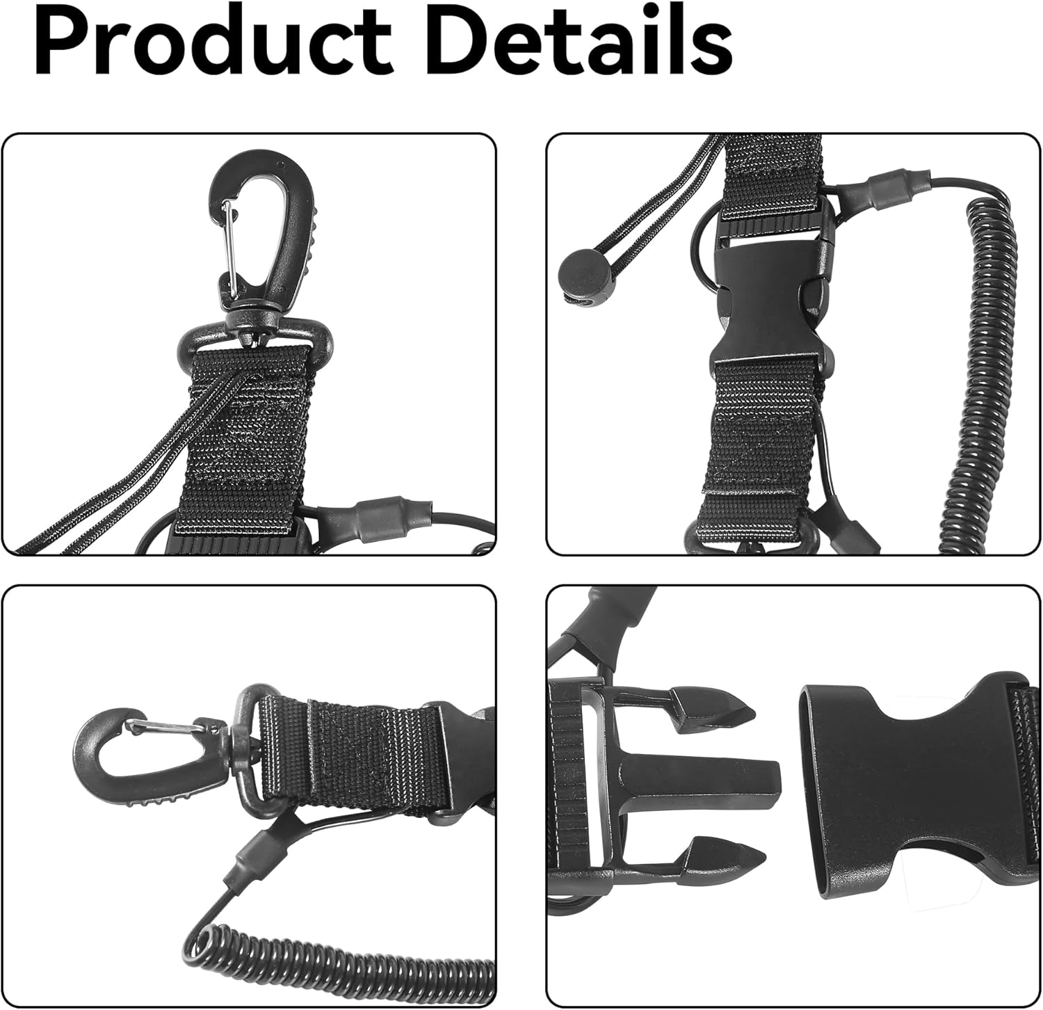 2 Pack Scuba Diving Lanyard,Coiled Lanyard with Quick Release Buckle, Ideal for Dive Cameras and Lights, Great for Scuba Diving Adventures Secure Your Gear with Clip and Webbing Strap - Image 7