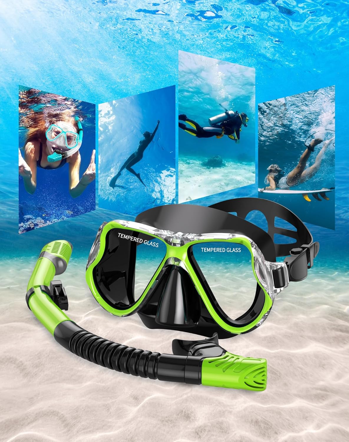 Greatever Dry Snorkel Set,Panoramic Wide View Anti-Fog Scuba Diving Mask,Professional Snorkeling Gear for Adults Kids - Image 7