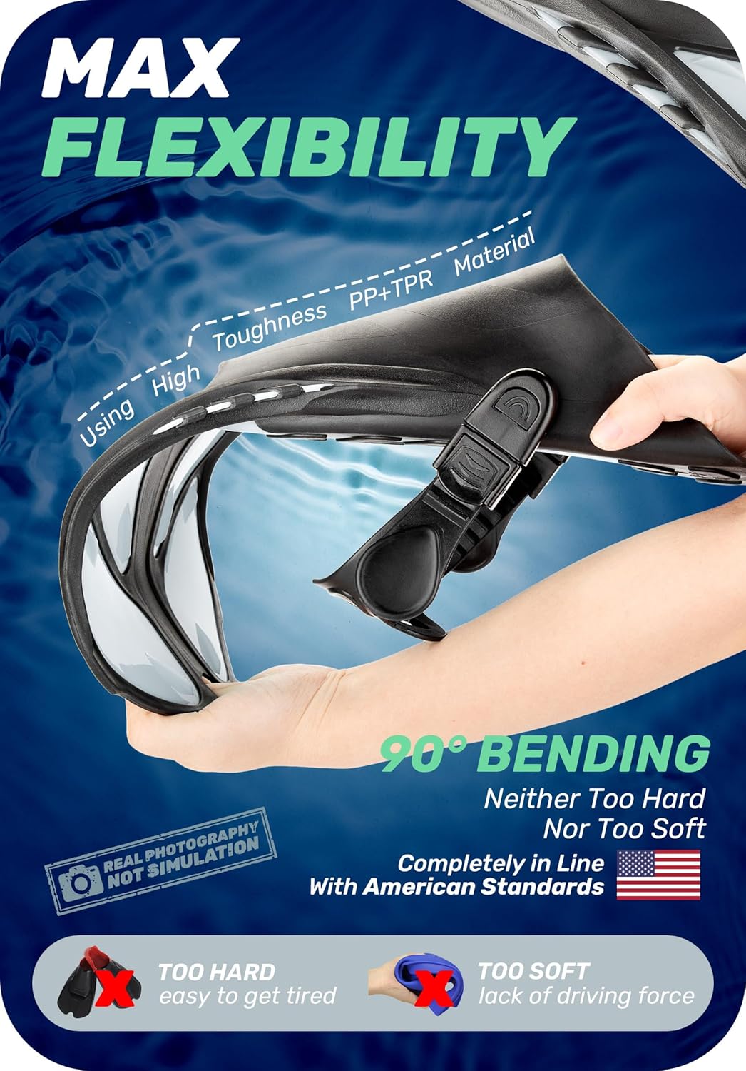 CAPAS Snorkel Fins, Swim Fins Travel Size Short Adjustable for Snorkeling Diving Adult Men Women Kids Open Heel Swimming Flippers - Image 3