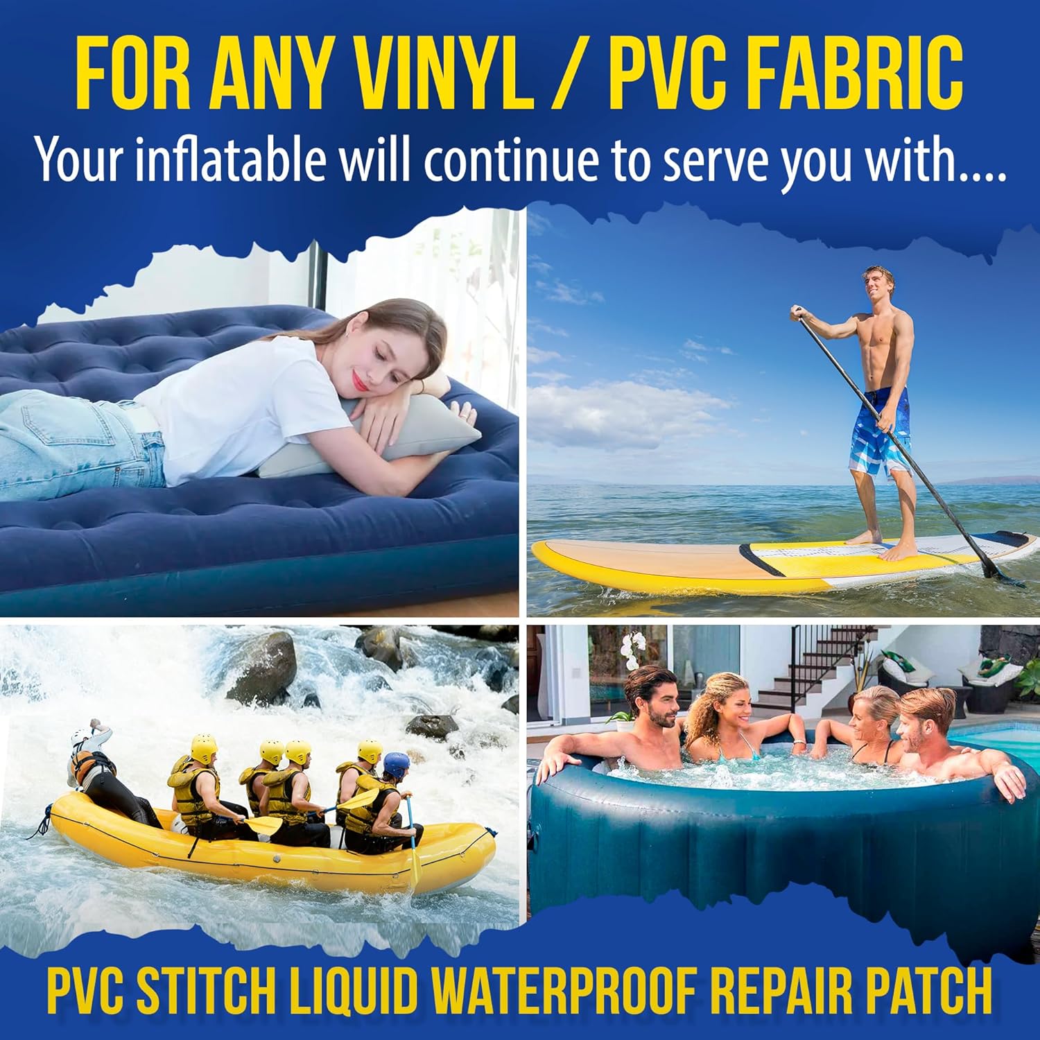 PVC Stitch Liquid Patch – Air Mattress Patch Kit Heavy Duty, Inflatable Patch Glue for PVC & PU, Inflatable Boats, Rafts, Kayaks, SUP, Hot Tubs, Waterbeds, Bounce Houses. Waterproof, 3-hr Cure, 20 ml - Image 5