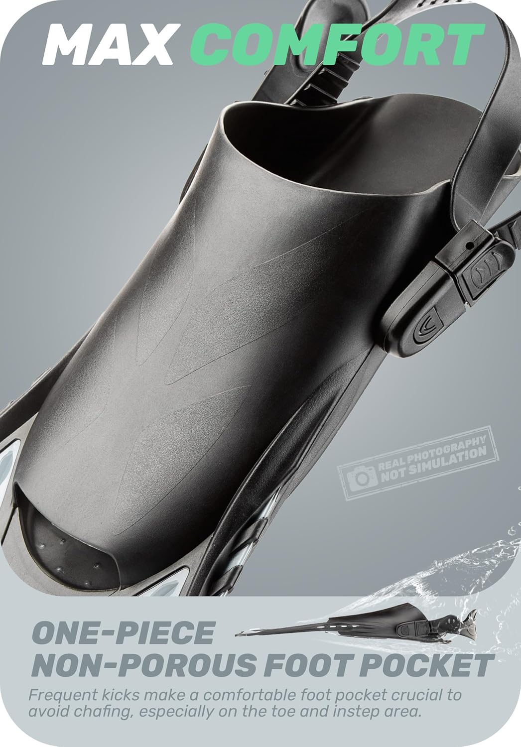 CAPAS Snorkel Fins, Swim Fins Travel Size Short Adjustable for Snorkeling Diving Adult Men Women Kids Open Heel Swimming Flippers - Image 5