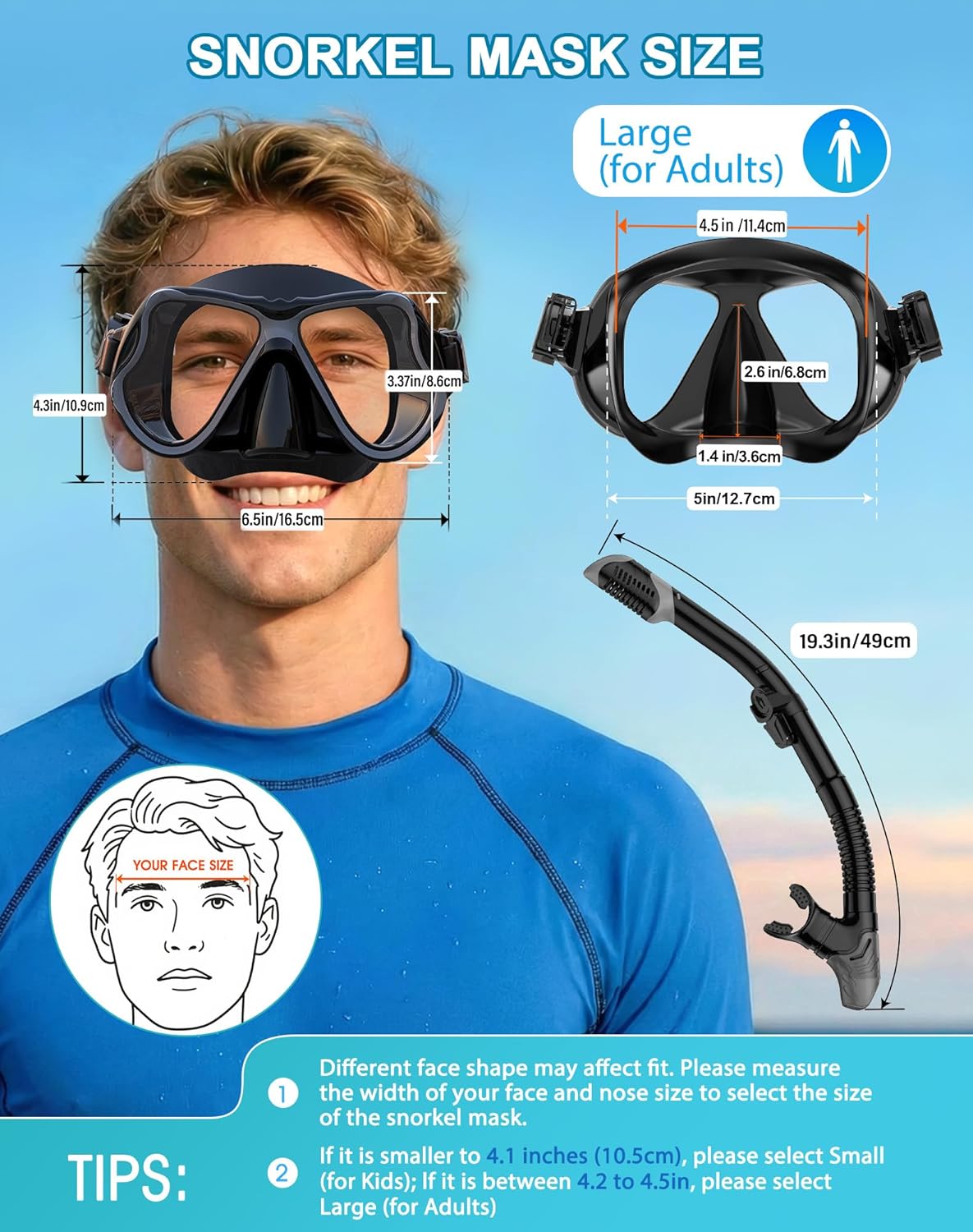 Greatever Dry Snorkel Set,Panoramic Wide View Anti-Fog Scuba Diving Mask,Professional Snorkeling Gear for Adults Kids - Image 5