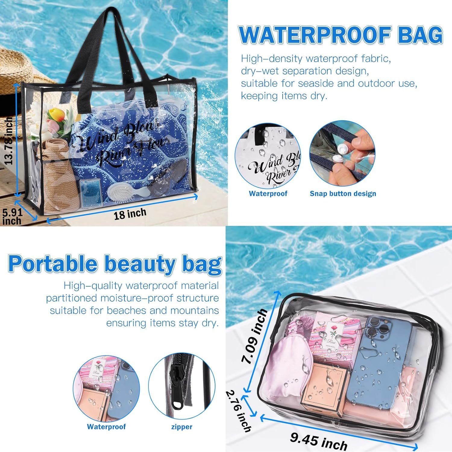Beach Gifts for Women, Beach Gifts Set for Beach Lovers, Beach Towel Vacation Travel Essentials Birthday Graduation Gift Baskets for Friends Sister Multipurpose Waterproof Travel Tote Bag - Image 3