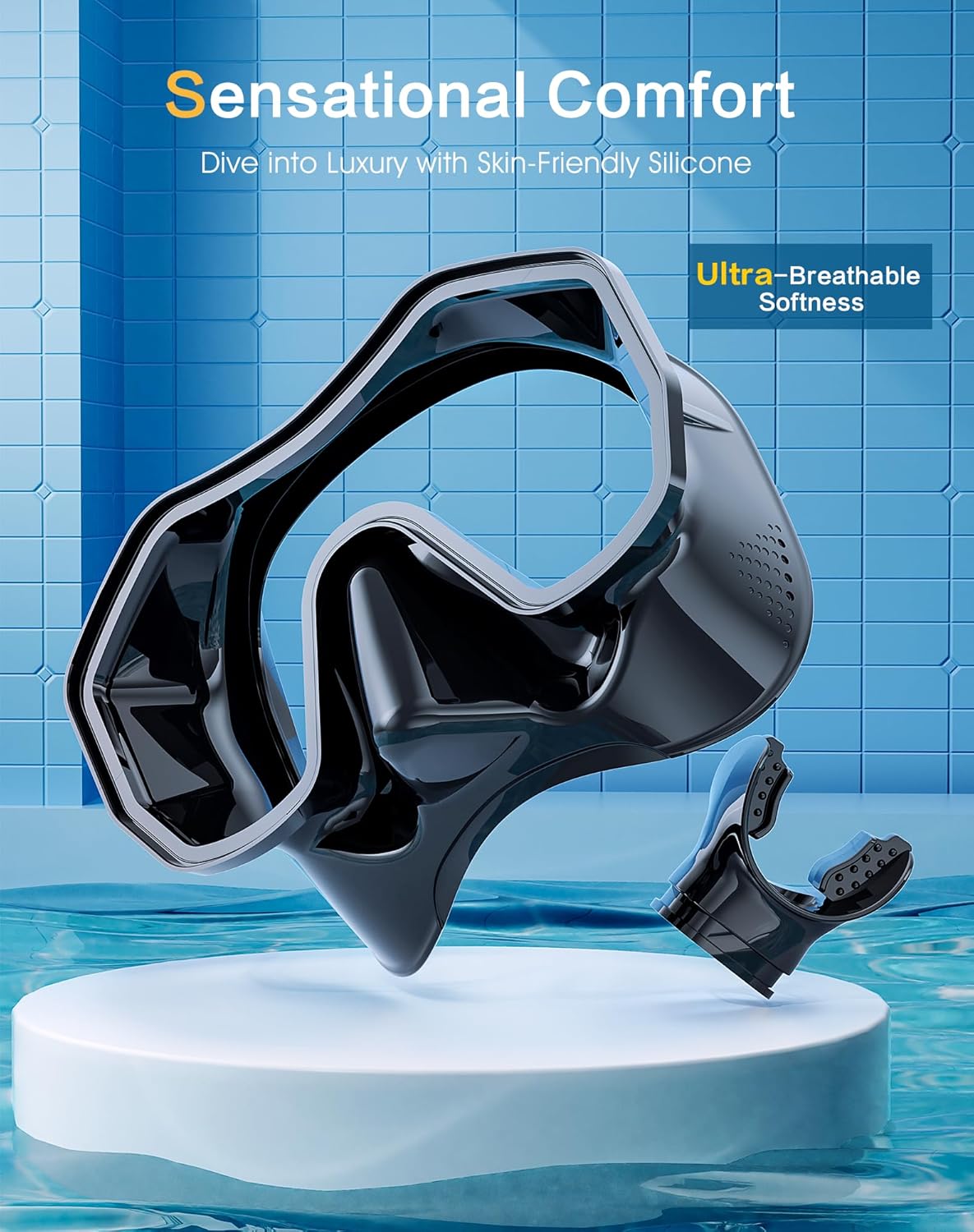 Snorkeling Gear for Adults Kids, Dry-Top Snorkel Set, 180°Panoramic Wide View Diving Mask Breathing Freely Snorkel Mask for Snorkeling Scuba Diving Swimming Travel - Image 3