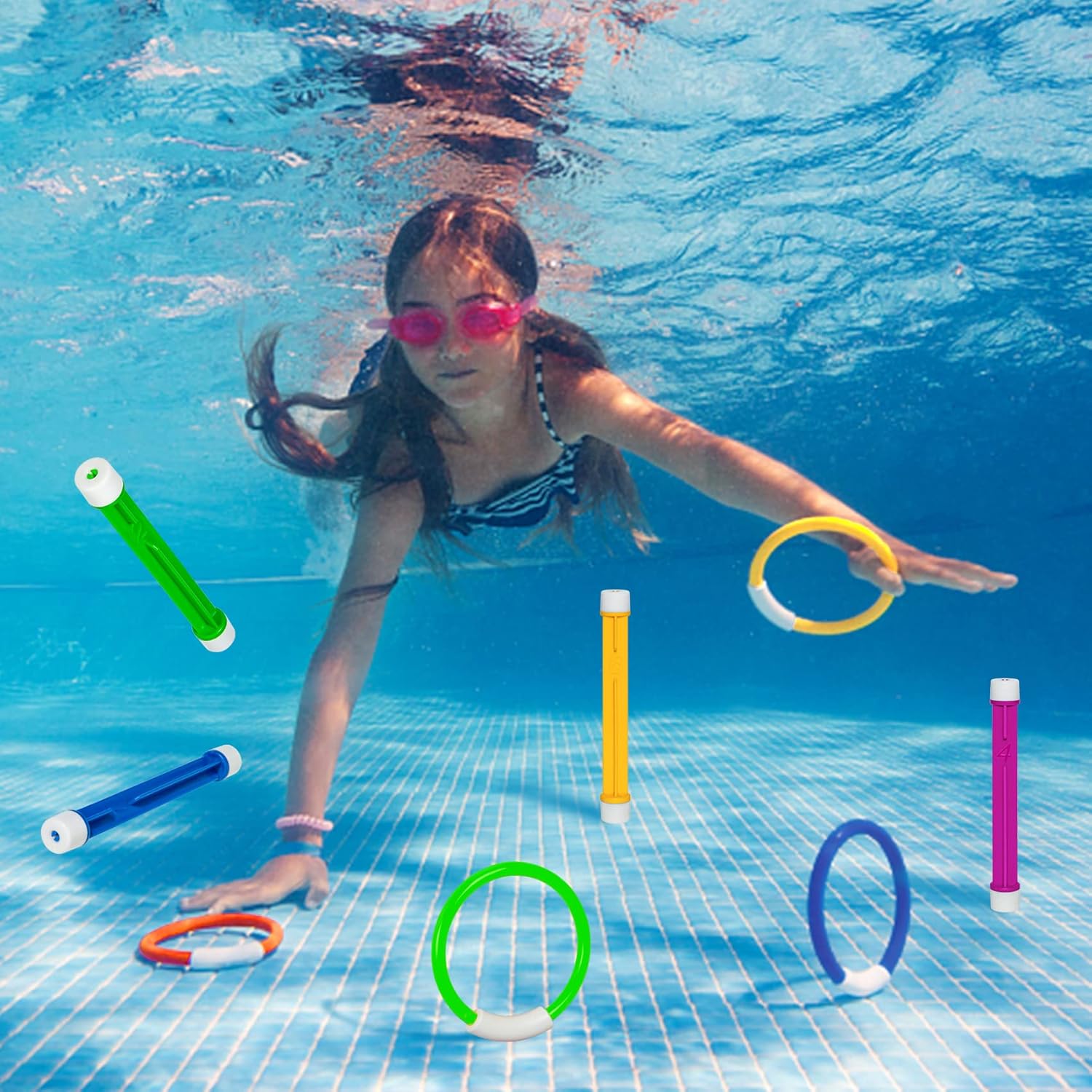 Underwater Pool Toys for Kids Ages 4-8 8-12, Summer Training Swim Pool Diving Toys Set for Fun Water Games - Image 2