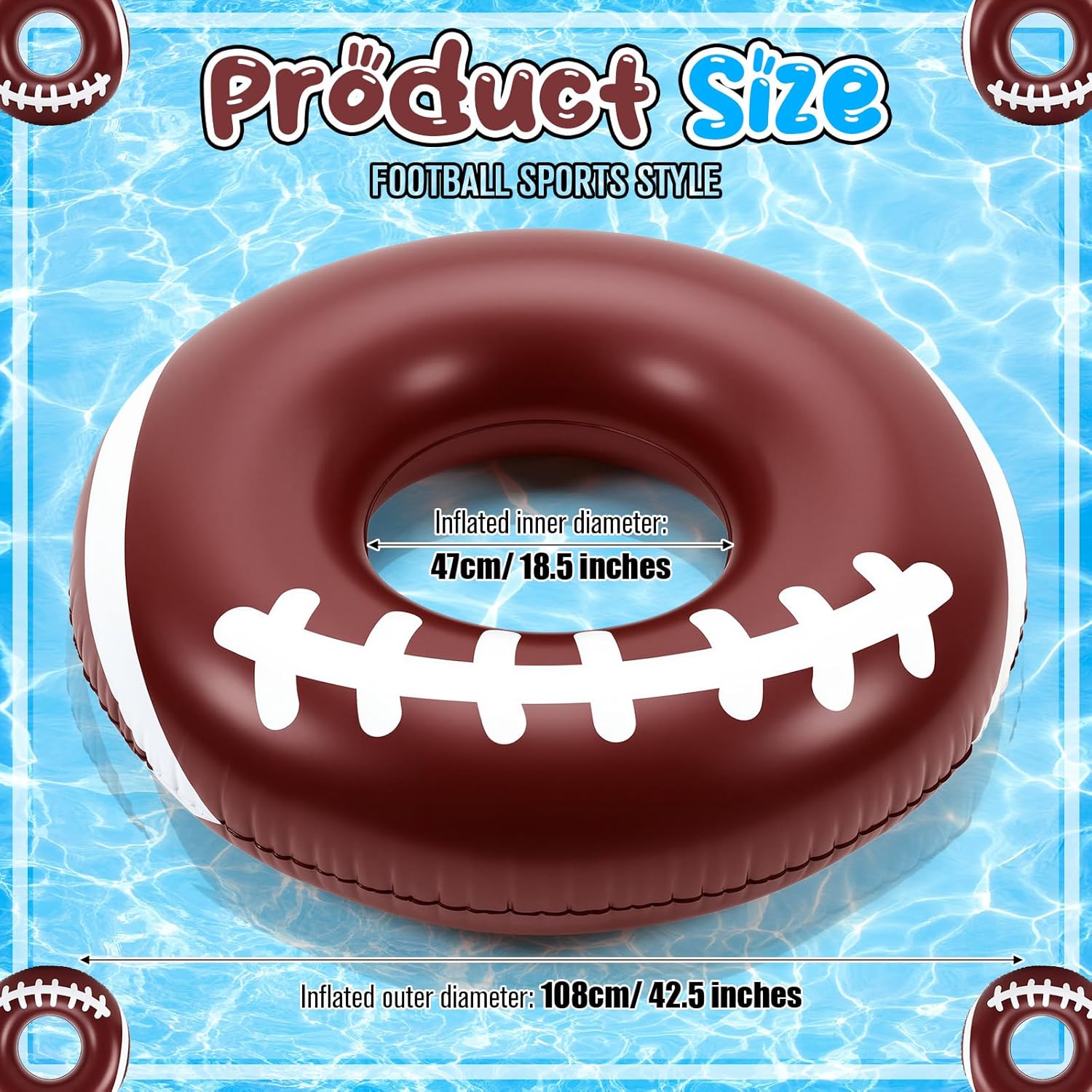 ShinyRelief 4 Pcs Baseball Soccer Basketball Football Sport Inflatable Pool Ring Float Adult Size Inflatable Floats Swimming Pool Tubes for Summer Lake Beach Sport Party - Image 2