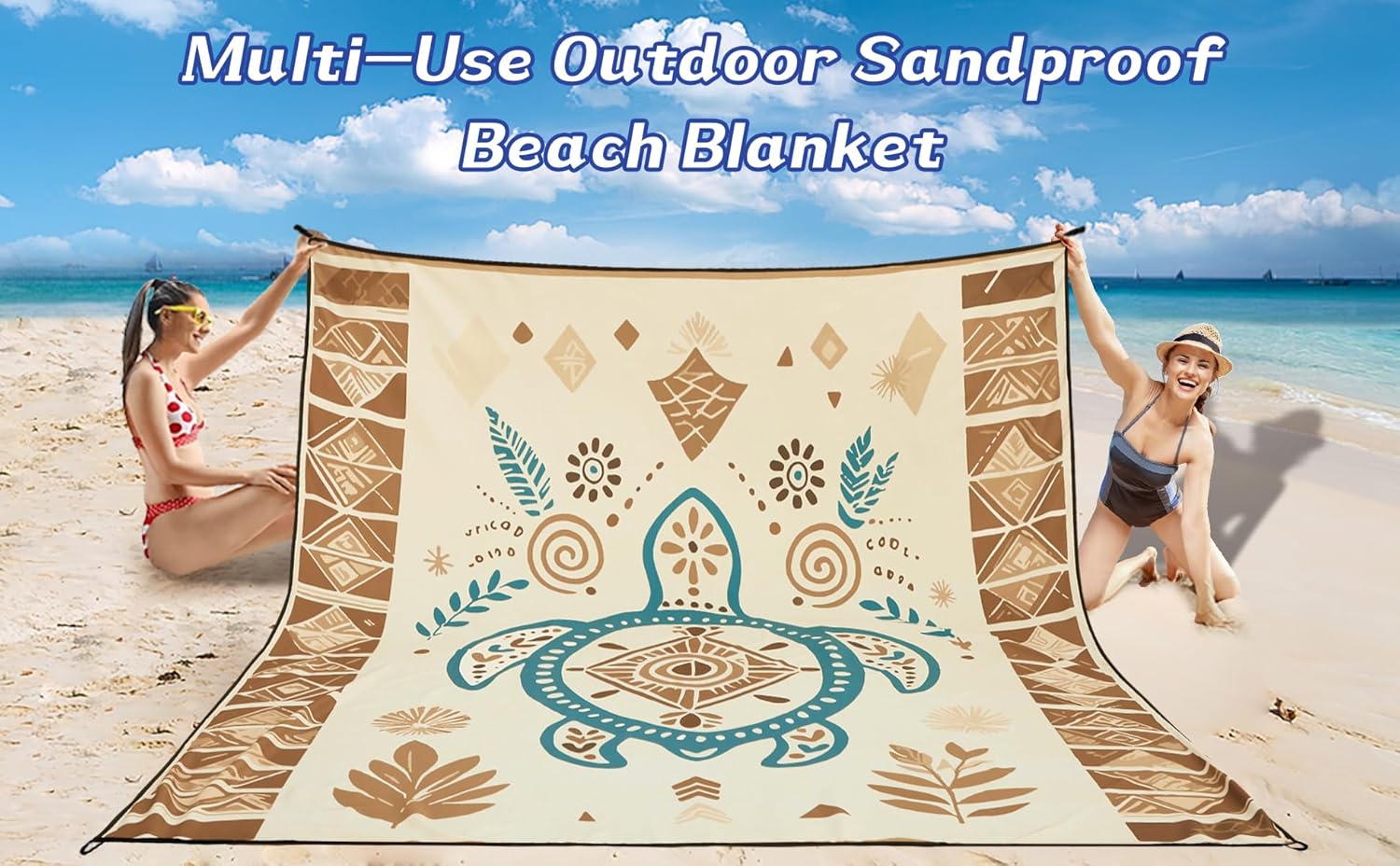 Beach Blanket Waterproof Sandproof Beach Mat 79" X 83"/10'x9'for 2-8 Adults Quick Drying Outdoor Picnic Mat Beach Accessories for Travel, Camping, Hiking - Image 6