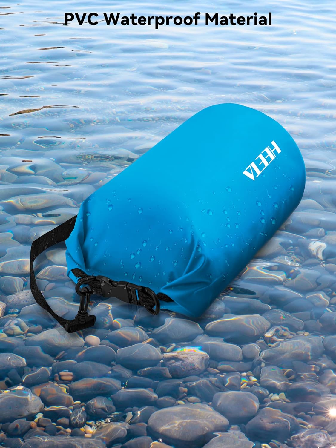 HEETA Waterproof Dry Bag for Women Men, 5L/10L/20L/30L/40L Roll Top Lightweight Dry Storage Bag Backpack with Emergency Whistle for Travel, Kayaking, Boating, Camping, Beach, Cruise Ship Essentials - Image 3