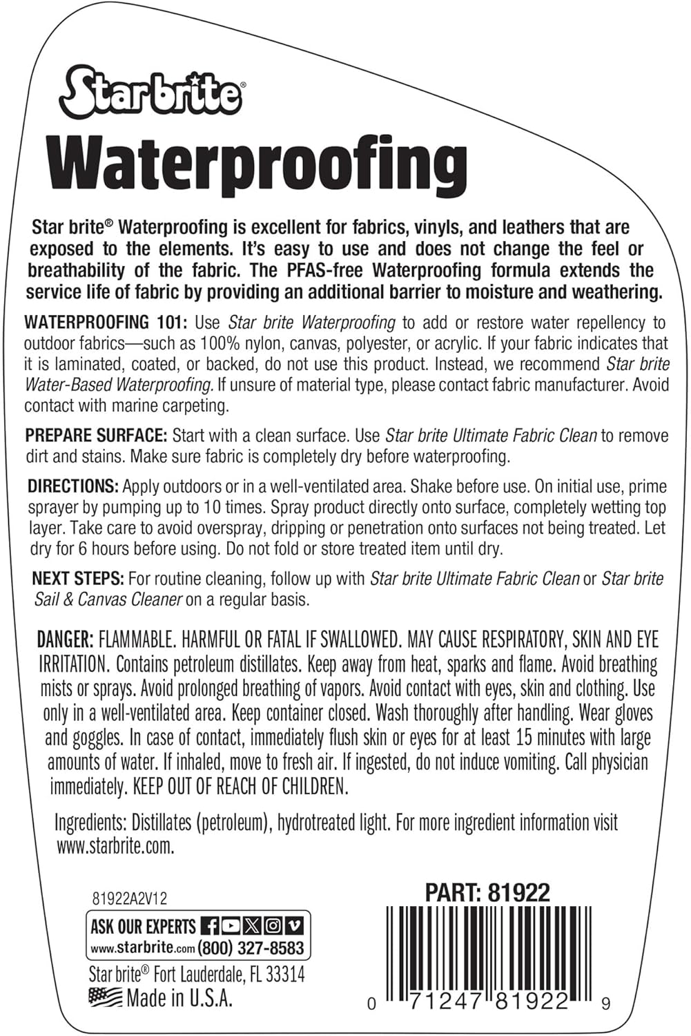 STAR BRITE Waterproofing Spray, Waterproofer + Stain Repellent + UV Protection for Boat Covers, Car Covers, Bimini Tops, Tents, Jackets, Backpacks, Boots, Awnings, Patio Covers & More - Image 2