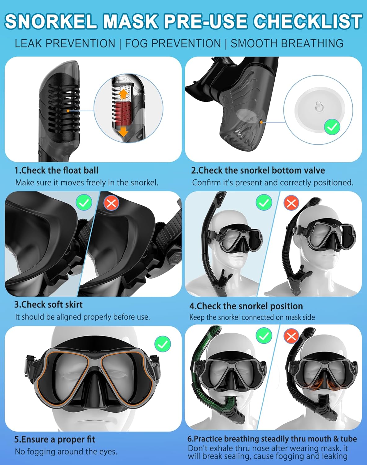 Greatever Dry Snorkel Set,Panoramic Wide View Anti-Fog Scuba Diving Mask,Professional Snorkeling Gear for Adults Kids - Image 6