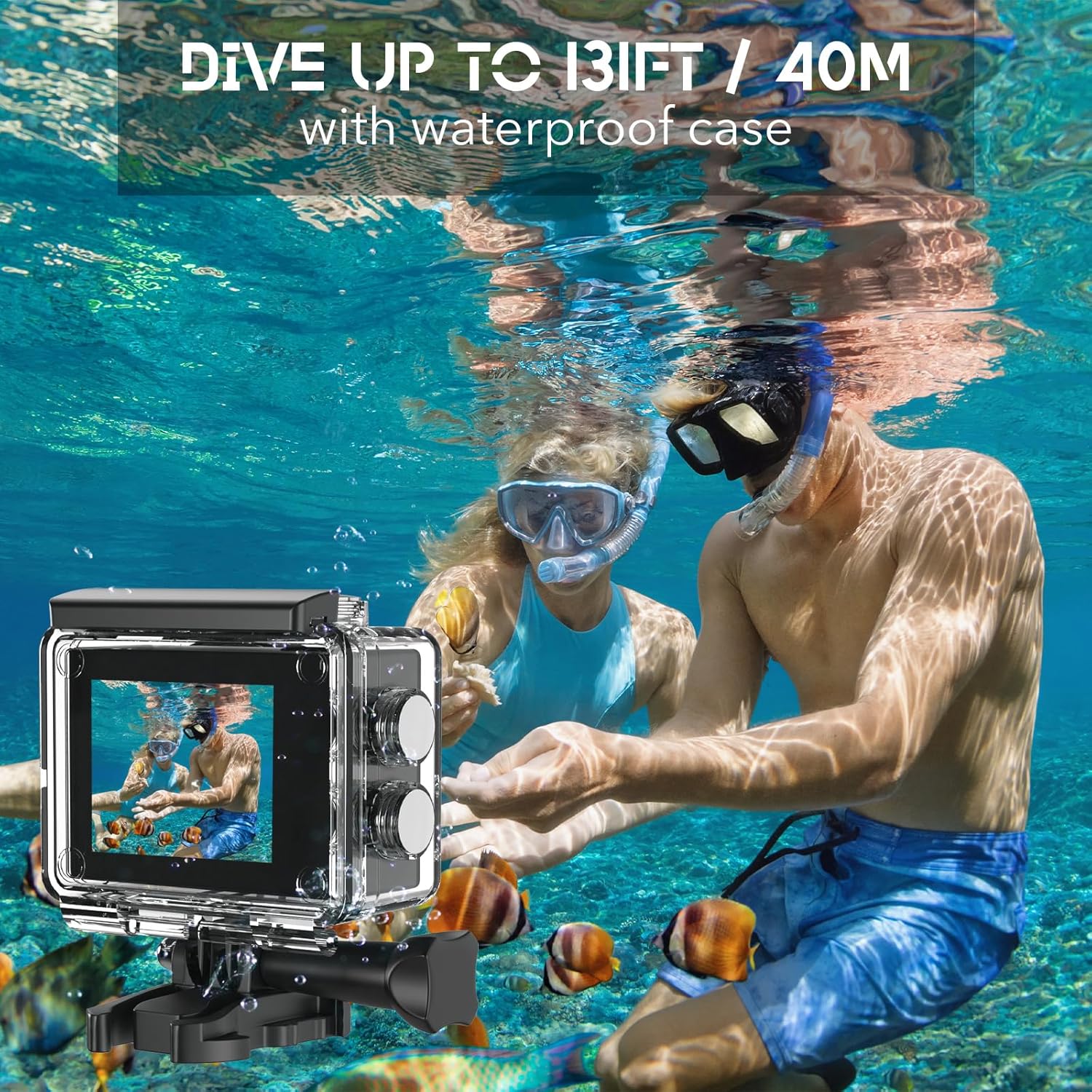Action Camera 5K 30FPS Waterproof Camera Underwater 131FT with EIS WiFi App Remote Control 64GB Card 170° Wide Angle Sports Helmet Bike Video Black - Image 6