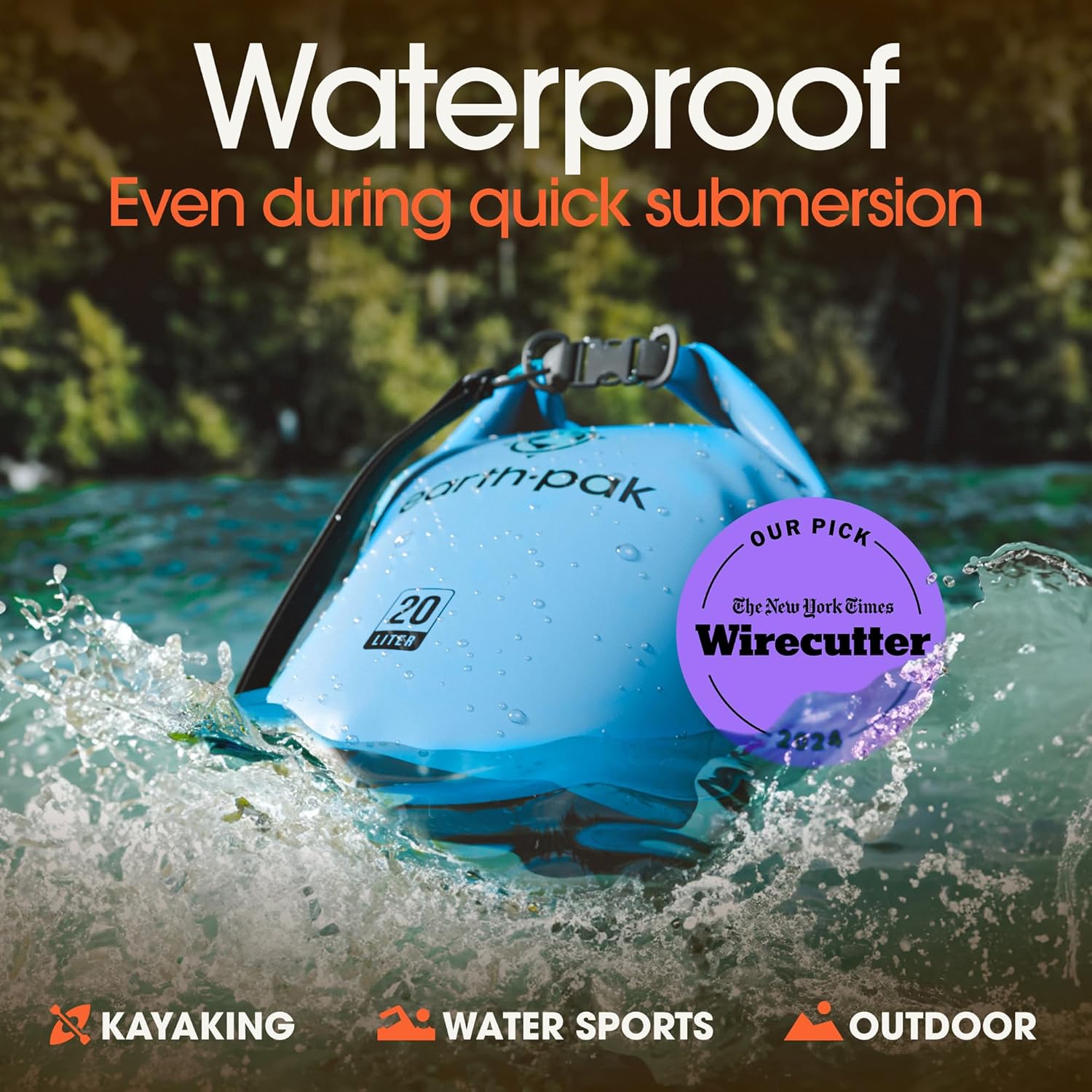 Earth Pak Waterproof Dry Bag - Roll Top Waterproof Backpack Sack Keeps Gear Dry for Kayak with Waterproof Phone Case - Image 3