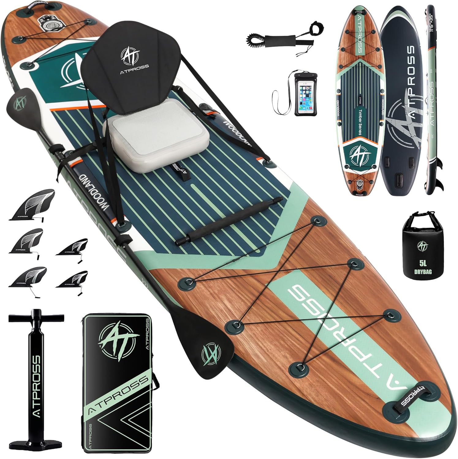 12'x36 Inflatable Paddle Board, 500lbs Extra Wide Stand Up Paddleboard for Adults with Premium SUP Accessories Kit & Backpack, Blow Up Kayak Non-Slip Stable Deck Boat for Yoga Fishing Surf