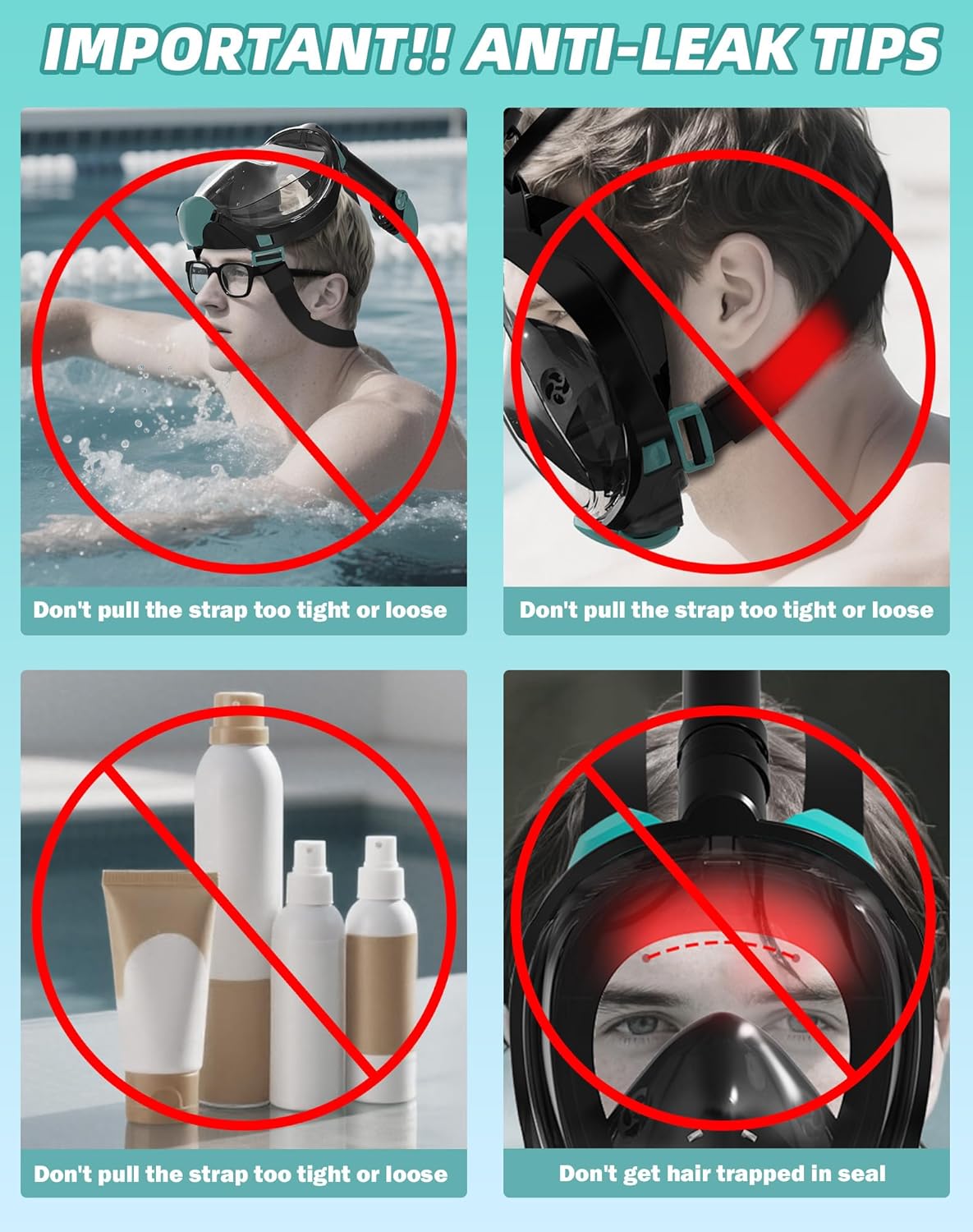Mask Fins Snorkeling Gear for Adults, Full Face Snorkel Mask & Adjustable Swim Fins Snorkel Set, Panoramic View Snorkel Mask Dry Top Anti-Fog Anti-Leak - Image 10