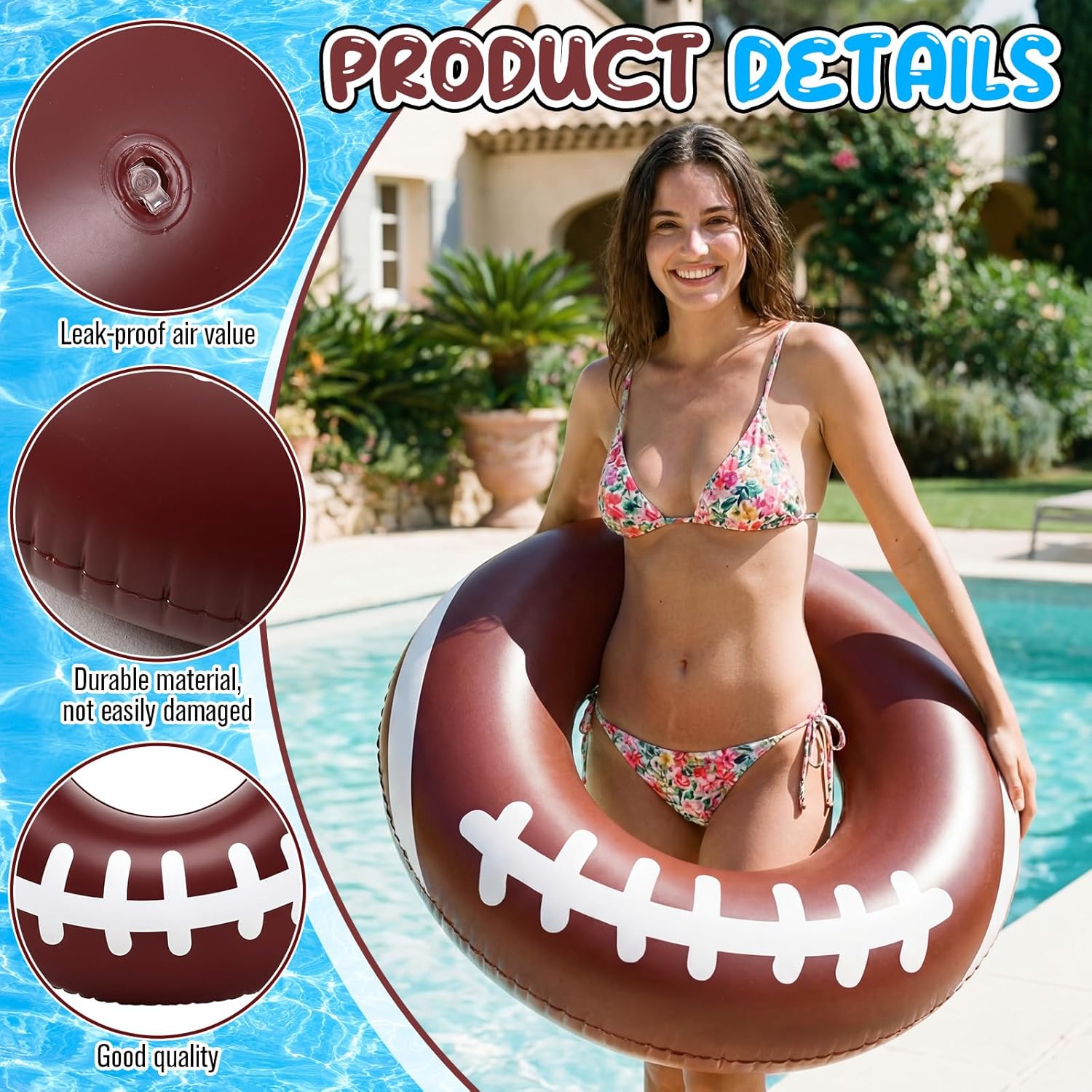 ShinyRelief 4 Pcs Baseball Soccer Basketball Football Sport Inflatable Pool Ring Float Adult Size Inflatable Floats Swimming Pool Tubes for Summer Lake Beach Sport Party - Image 3
