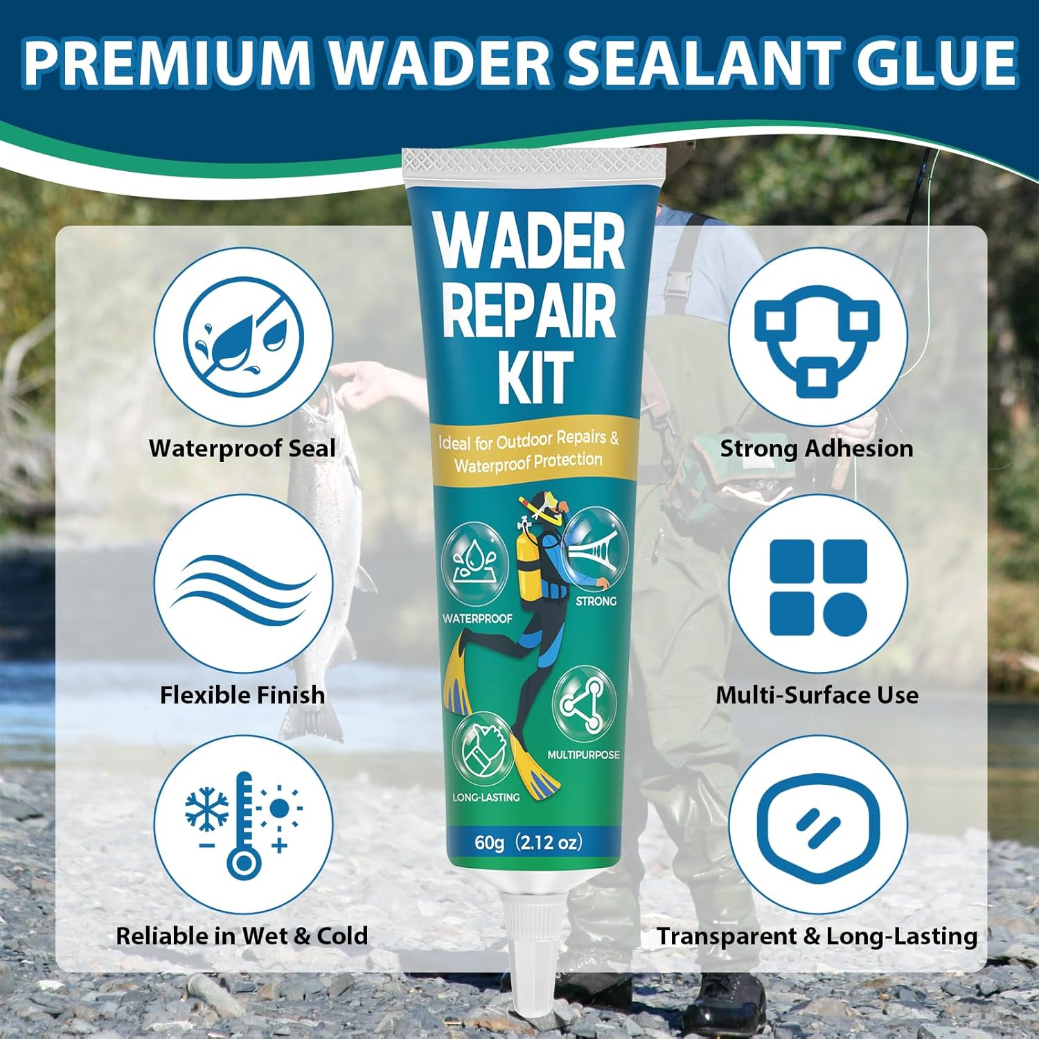 Wetsuit Repair Kit, Flexible Wader Repair Glue, Durable Waterproof Adhesive Seals Cracks, Rips, Tears & Holes on PVC Inflatables, Tents and More - Image 2