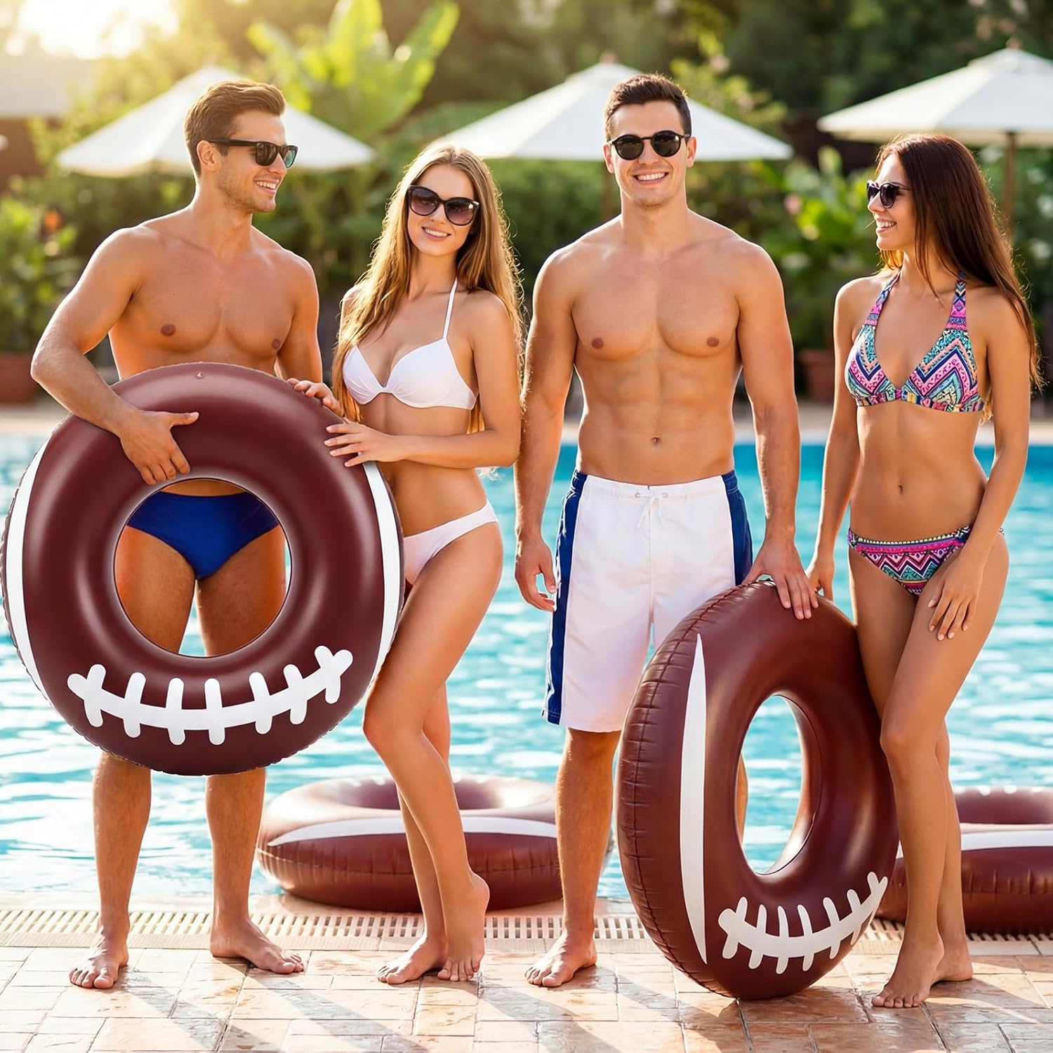 ShinyRelief 4 Pcs Baseball Soccer Basketball Football Sport Inflatable Pool Ring Float Adult Size Inflatable Floats Swimming Pool Tubes for Summer Lake Beach Sport Party - Image 6