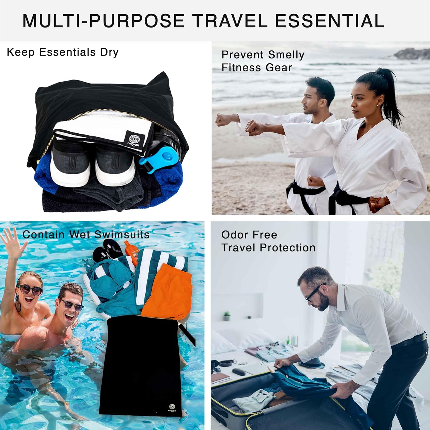 Ornadi X Large Antimicrobial Wet Dry Bag - Odor Proof for Sweaty Gym Clothes, Swimsuit & Towels, Dirty Travel Laundry, Waterproof, Leak Proof, Made in USA 17 x 23.5” - Image 6