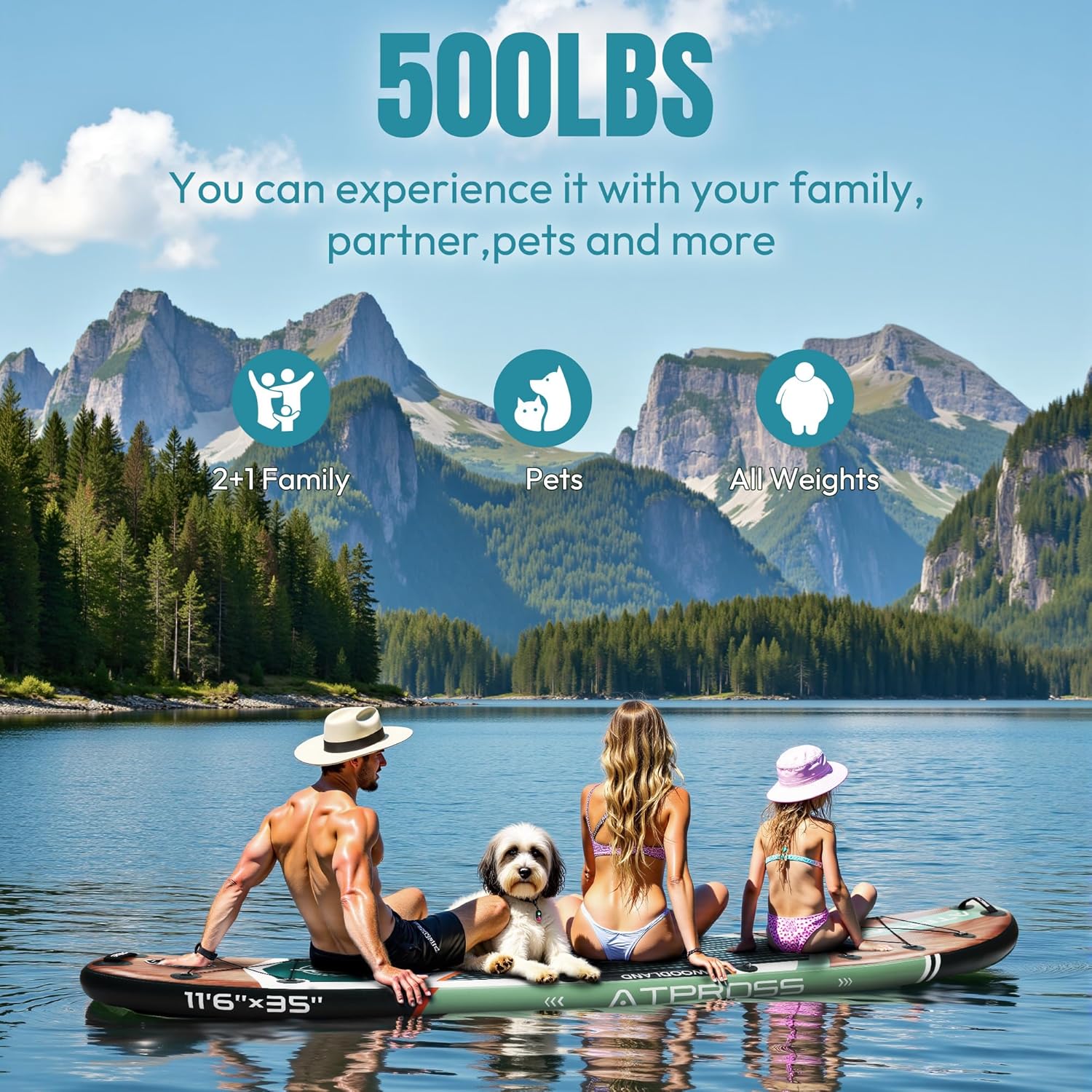 12'x36 Inflatable Paddle Board, 500lbs Extra Wide Stand Up Paddleboard for Adults with Premium SUP Accessories Kit & Backpack, Blow Up Kayak Non-Slip Stable Deck Boat for Yoga Fishing Surf - Image 5