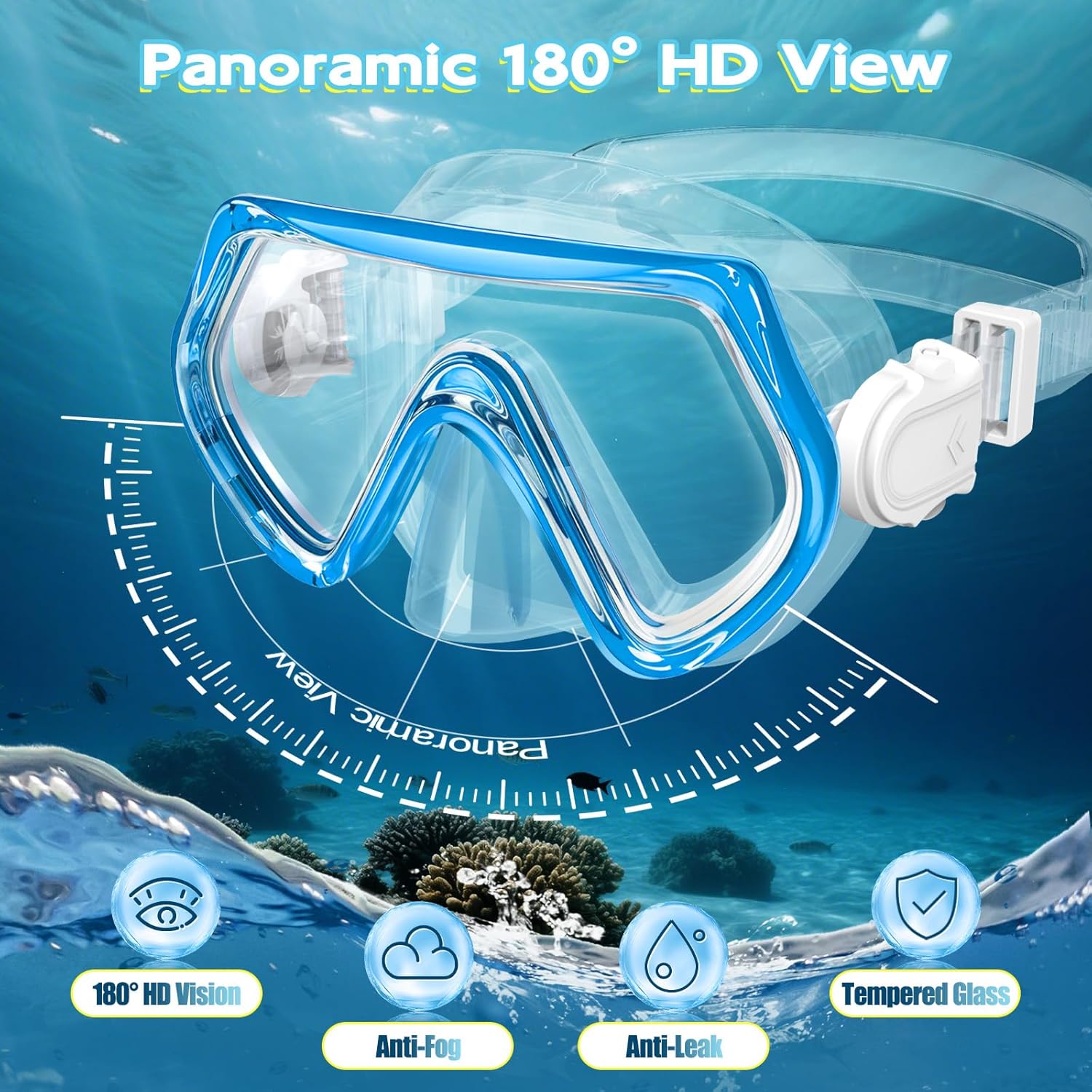 Goggles for Kids 3-14, Snorkeling Gear for Kids, Anti-Fog 180° Clear View, Snorkeling Mask and Dry Top Snorkel Combo Set, Swimming Goggles with Nose Cover - Image 4
