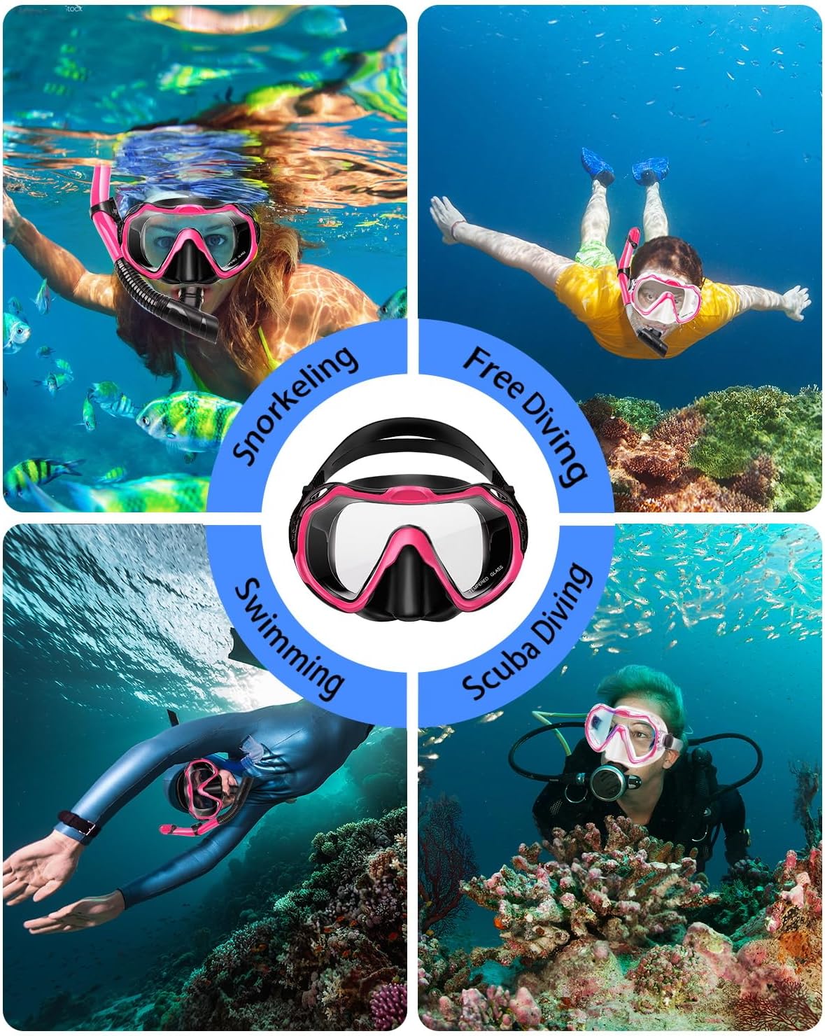 Snorkeling Gear for Adults, Adult Snorkel Set with Panoramic Anti-Leak and Anti-Fog Tempered Glass Snorkel Mask, Dry Top Snorkel, Snorkle Mask Set Adult with Mesh Bag Ear Plug for Snorkeling - Image 5