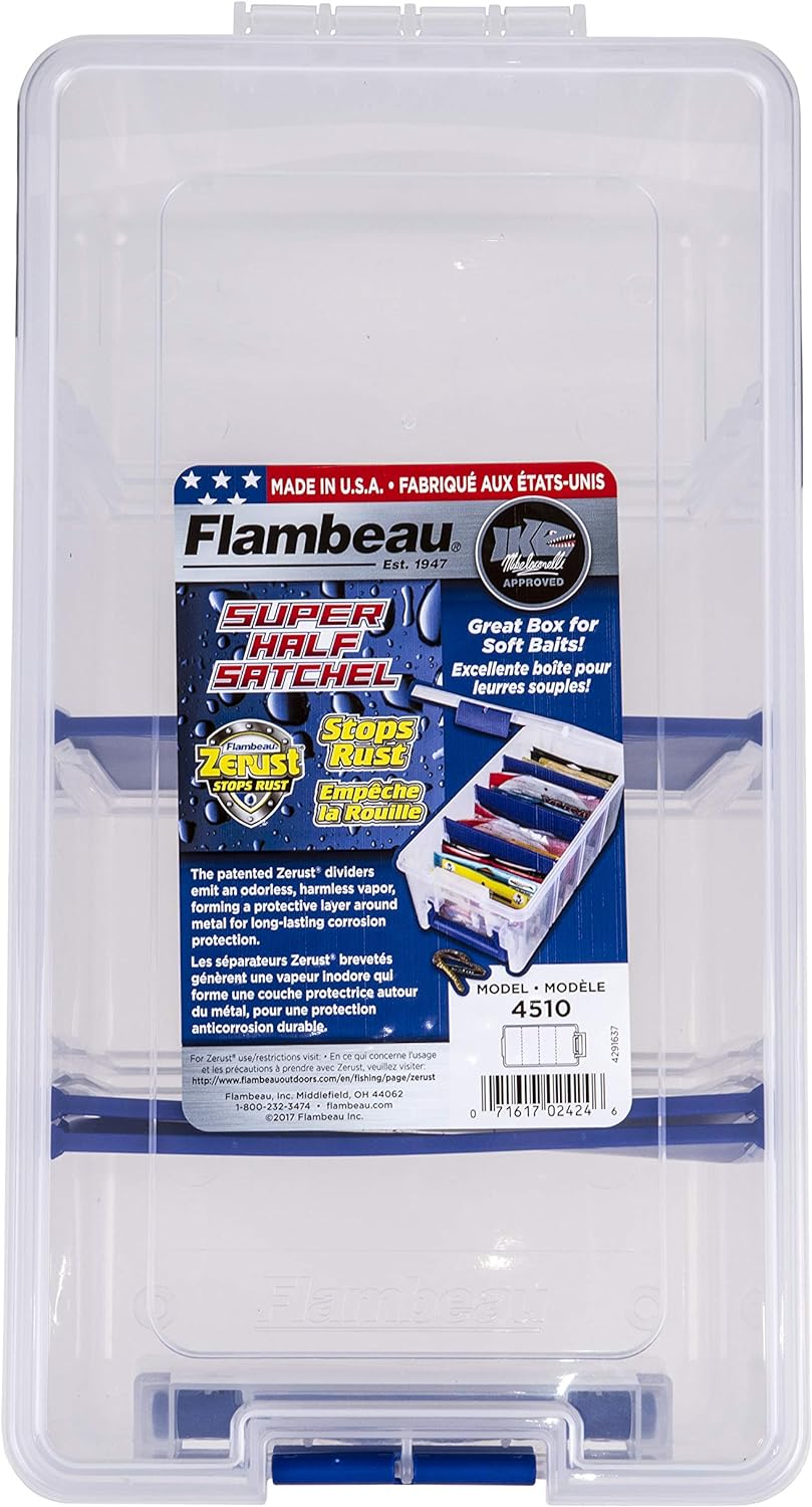 Flambeau Outdoors 4510 Clear Fishing Organizer - Super Half Satchel Soft Fishing Lure Storagees, Bait Organizer, Tuff Tainer with Zerust Anti-Rust Dividers - Image 2