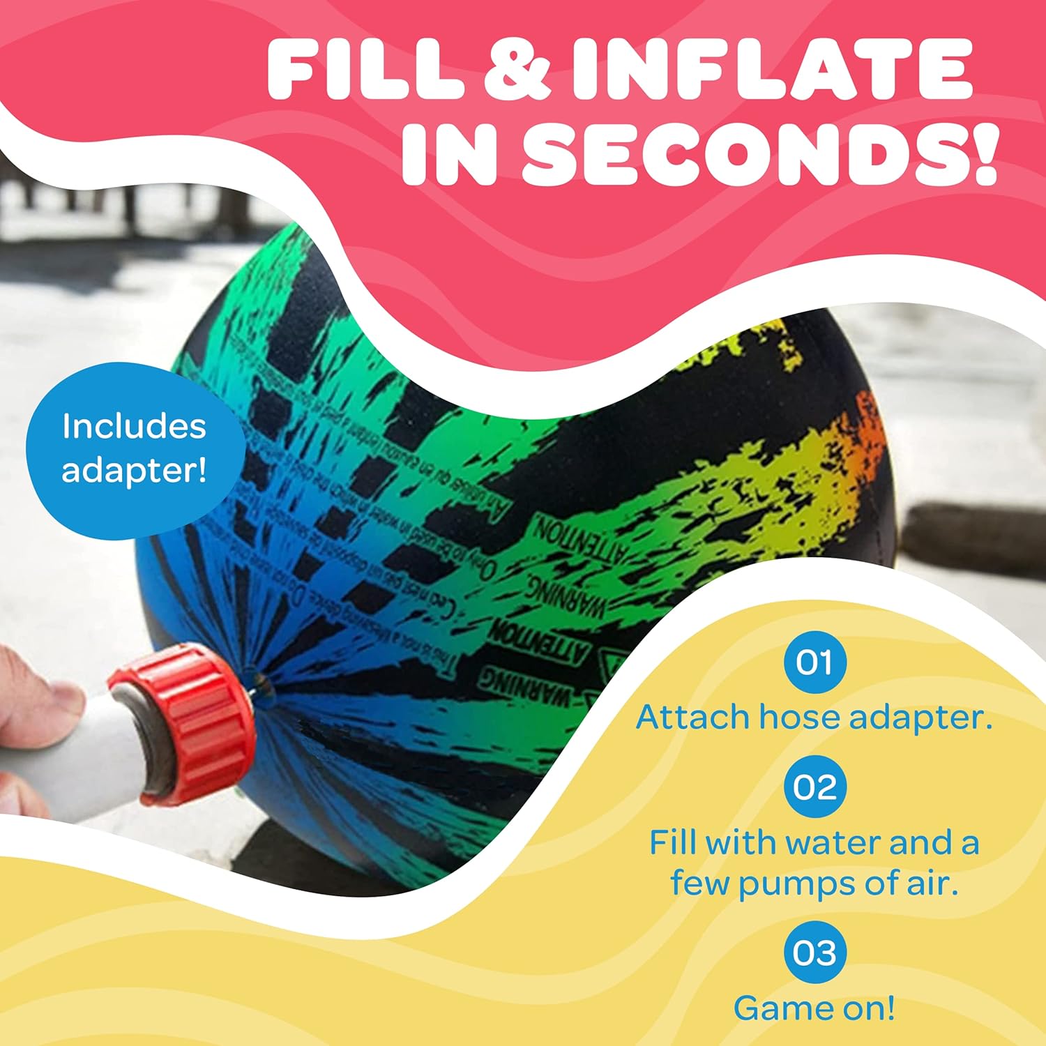 Watermelon Ball JR Durable Fillable Pool Toy for Underwater Games - Football, Basketball & Rugby - Perfect for Water Parties - Fun for Adults & Kids Alike - Ages 6+, 6.5" Multicolor - Image 4