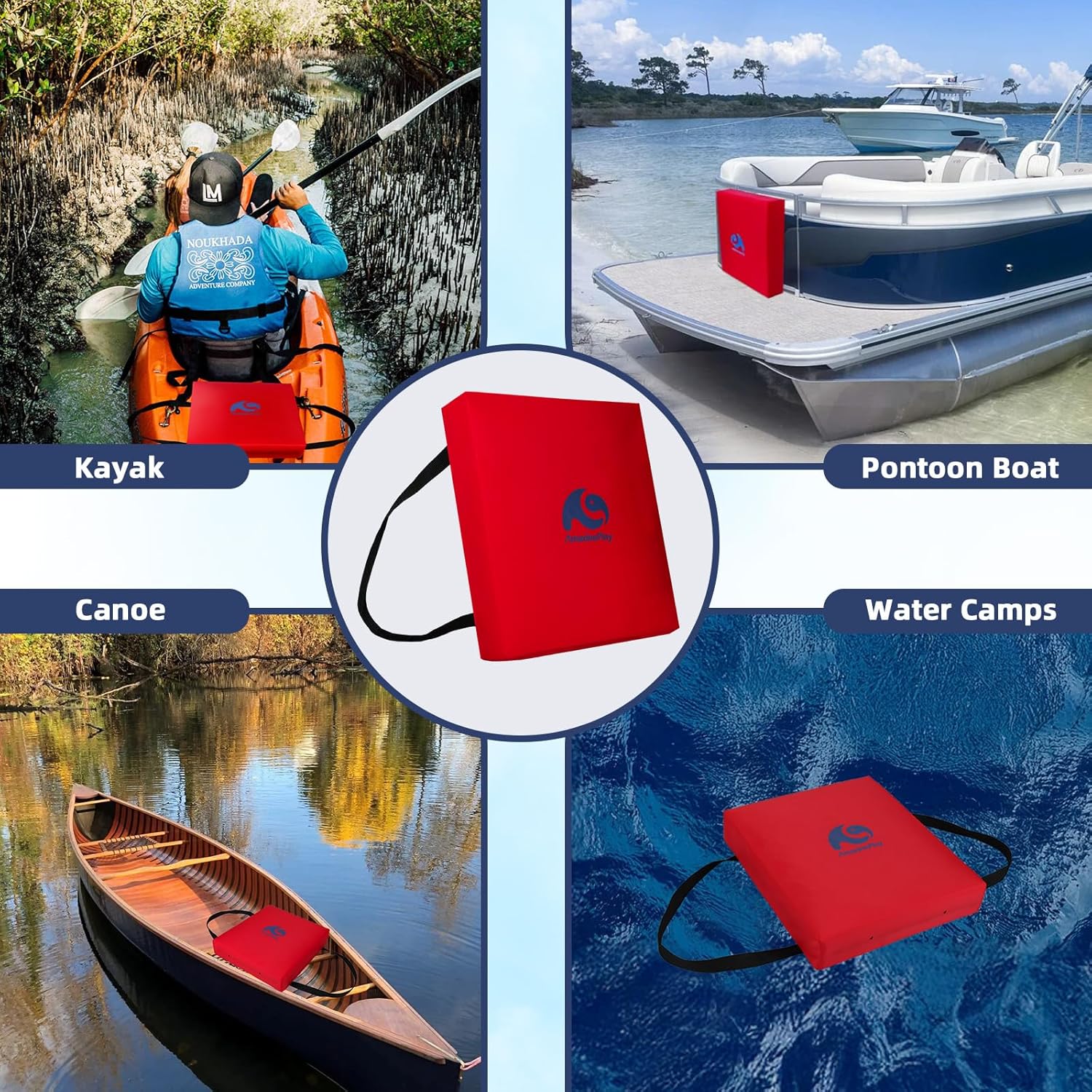 Throwable Flotation Cushion,Emergency Marine Foam Flotation Throwable Device,USCG Approved Type IV PFD Boat Throw Seat Cushion Life Preserver Emergency Safety Equipment for Boat Kayak Canoe Red-1PK - Image 7