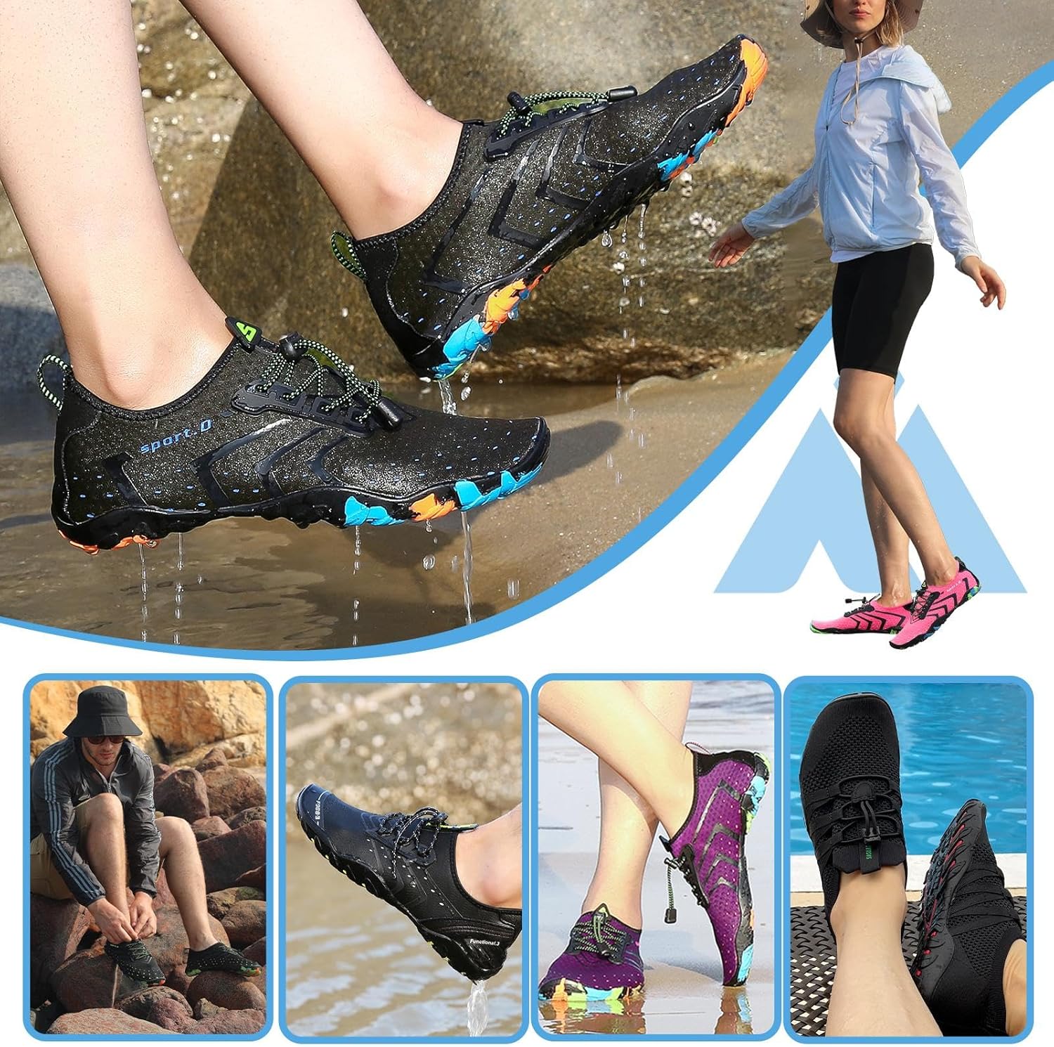 Mishansha Water Shoes for Women Men Barefoot Beach Shoe Quick Dry Aqua Swim Socks for Surfing Yoga Size 4.5-15 Women/3-13.5 Men - Image 2