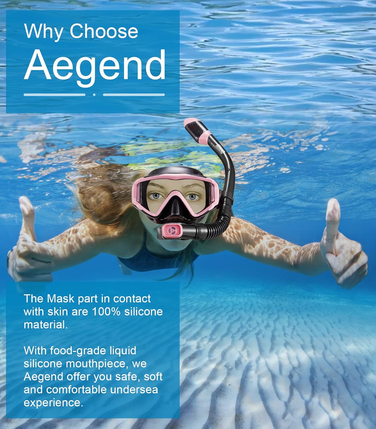 Aegend Snorkeling Gear for Adults Youth Kids, Snorkel Mask with Top Dry Valve - Panoramic View Anti-Leak and Anti-Fog with Mesh Bag for Snorkeling, Scuba Diving, Freediving & Swimming - Image 5