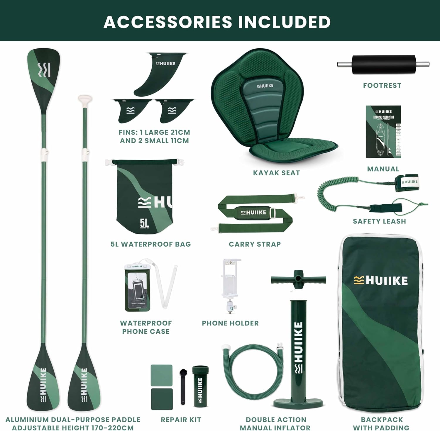 HUIIKE Inflatable Paddle Board for Adults with Accessories Included, Oar, Fins, Pump. Stand Up Paddleboard Great Stability and Resistance. 10’ x 33" x 5.9", Maximum Load 286 lb - Image 3