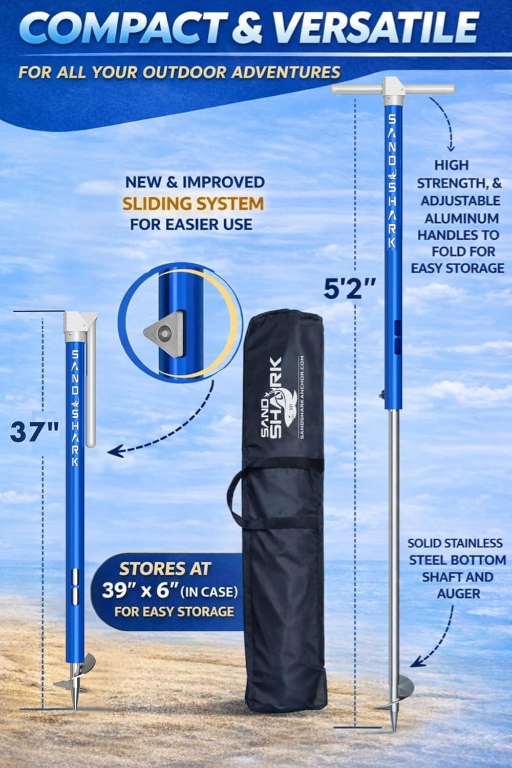 SandShark Anchor - Premium Screw in Boat Anchor, Pontoon Boat Anchor, Stainless Steel Shallow Water Anchor Pole, Sand Anchor w/Case - Essential Pontoon Boat Accessories - Image 2