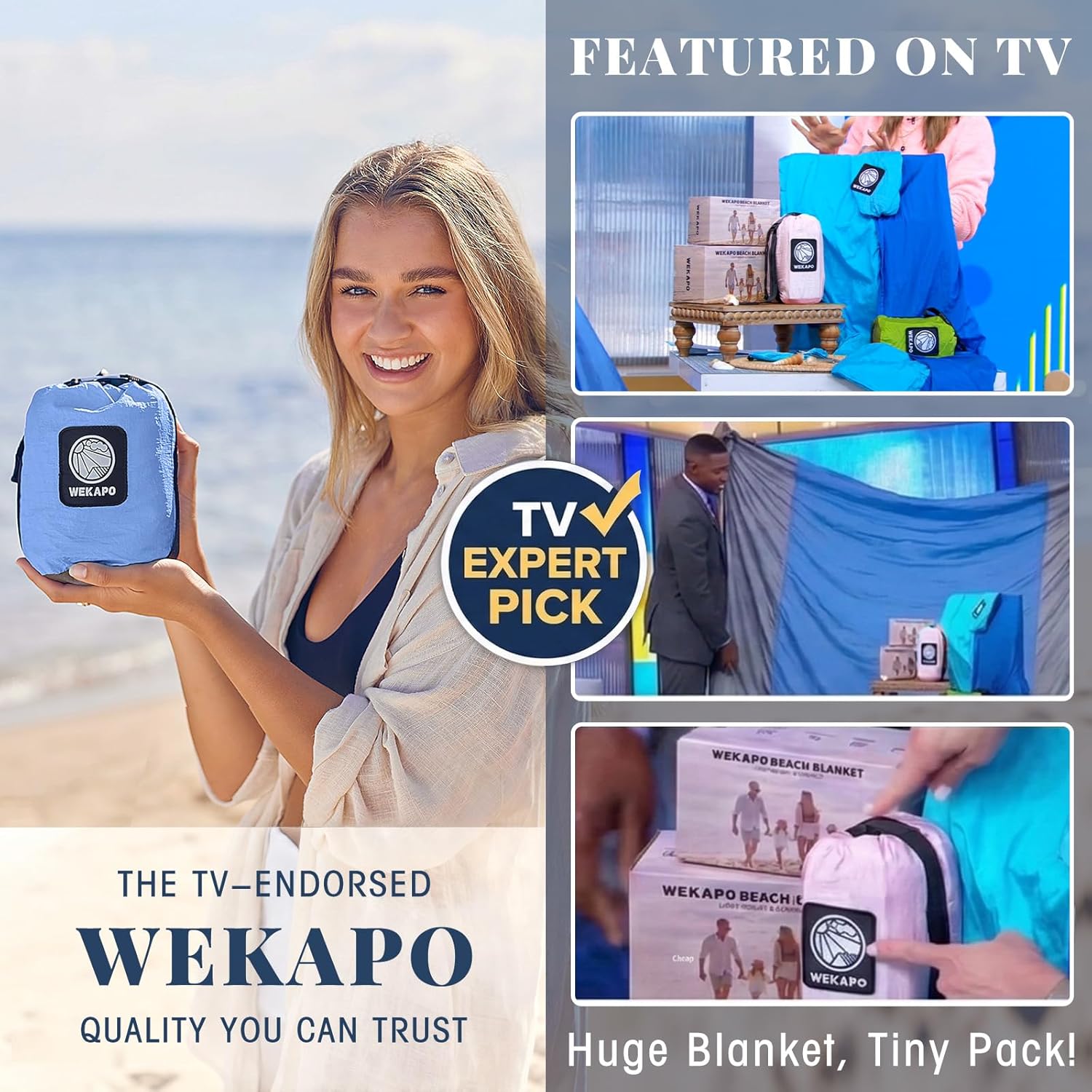 WEKAPO Beach Blanket Sandproof Waterproof, Extra Large Beach Mat, Oversized & Compact Sand Free, Quick Drying Beach Essentials for Vacation, Cruise, Picnic & Camping with Stakes - Image 7