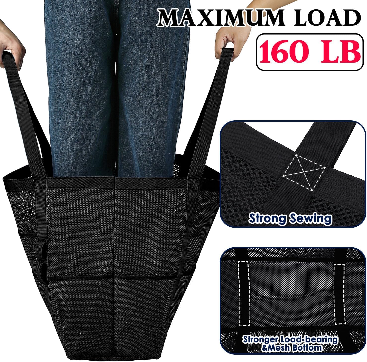 Mesh Beach Bag, Large Beach Tote with Zipper Pocket, Toys Pool Bag for Family Travel Vacation Cruise Essentials - Image 7