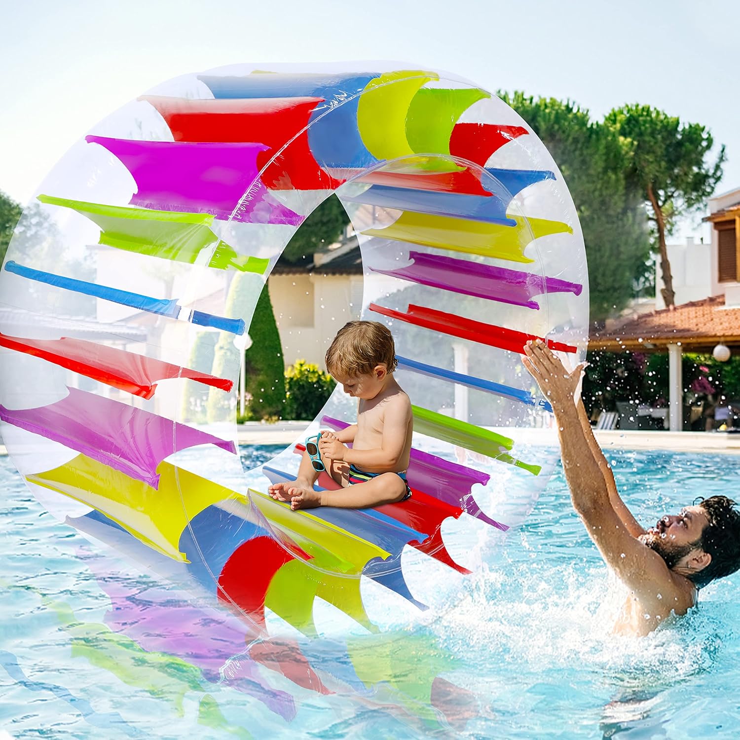 Zcaukya 65"/47" Giant Inflatable Wheel Roller, Colorful Water Rolling Wheel Float for Kids Summer Swimming Pool Parties, Rolling on The Lawn, Indoor Outdoor Fun Toys for Games Supplies - Image 7
