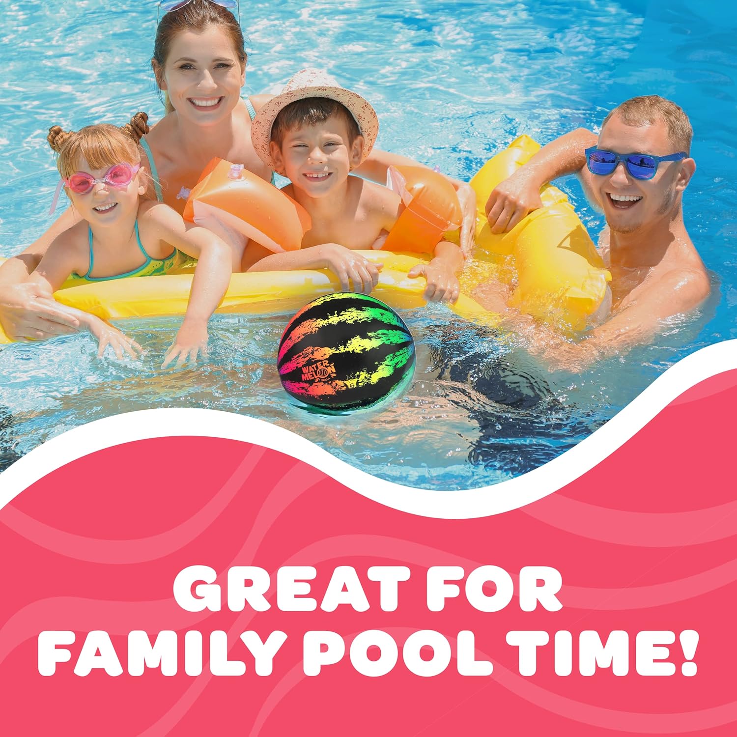 Watermelon Ball JR Durable Fillable Pool Toy for Underwater Games - Football, Basketball & Rugby - Perfect for Water Parties - Fun for Adults & Kids Alike - Ages 6+, 6.5" Multicolor - Image 7